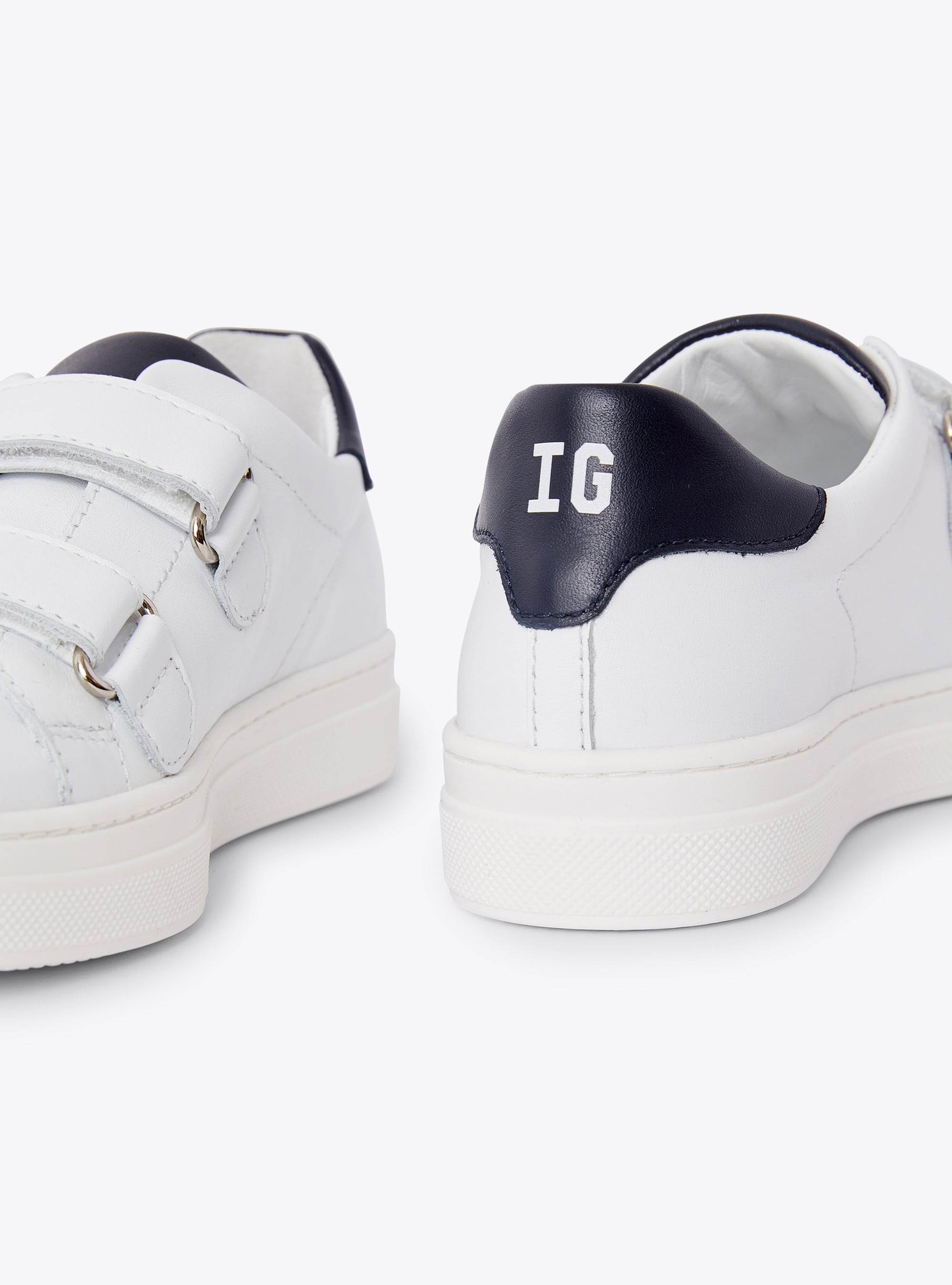 White leather sneakers with riptape straps - White | Il Gufo