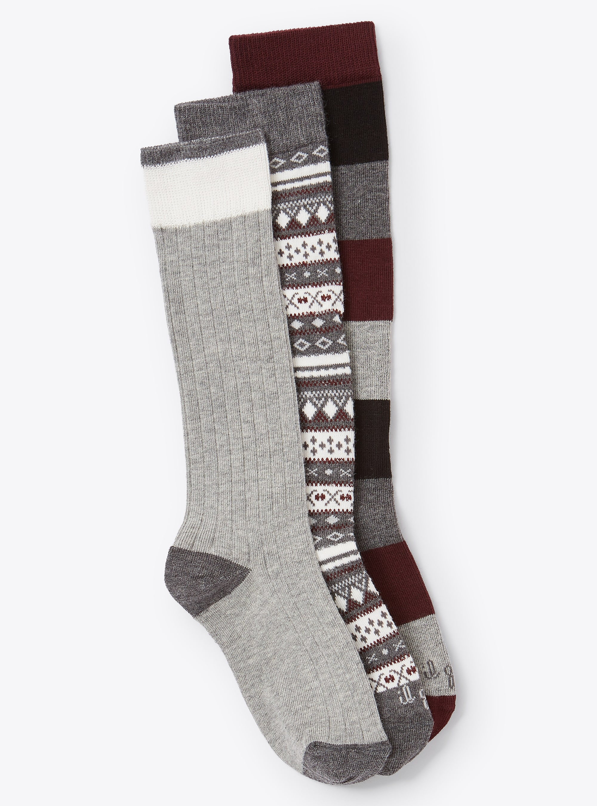 Boys' patterned socks three-pack set - Burgundy | Il Gufo