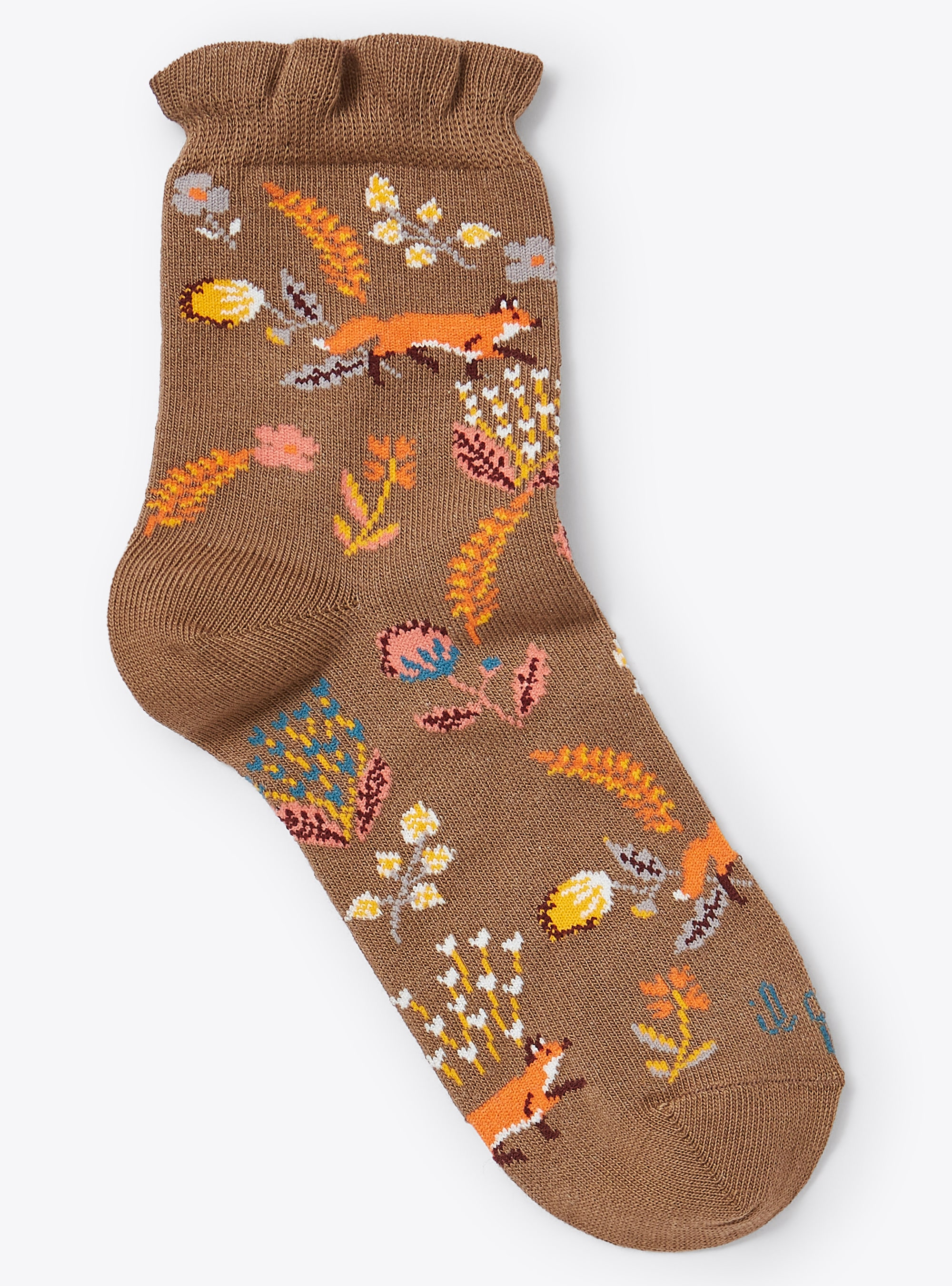 Girls' fox patterned socks - Brown | Il Gufo