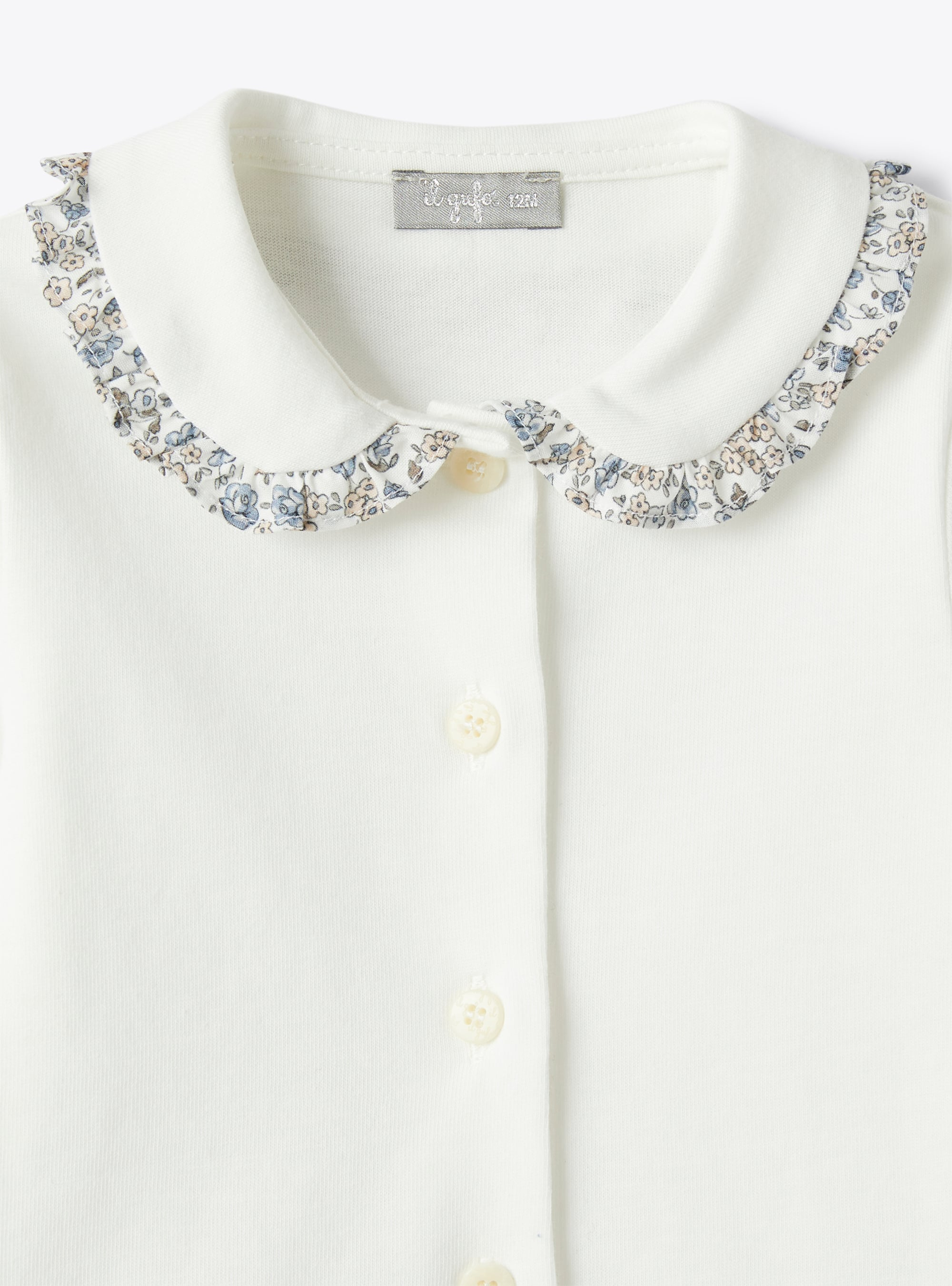 Cotton shirt with patterned collar - White | Il Gufo