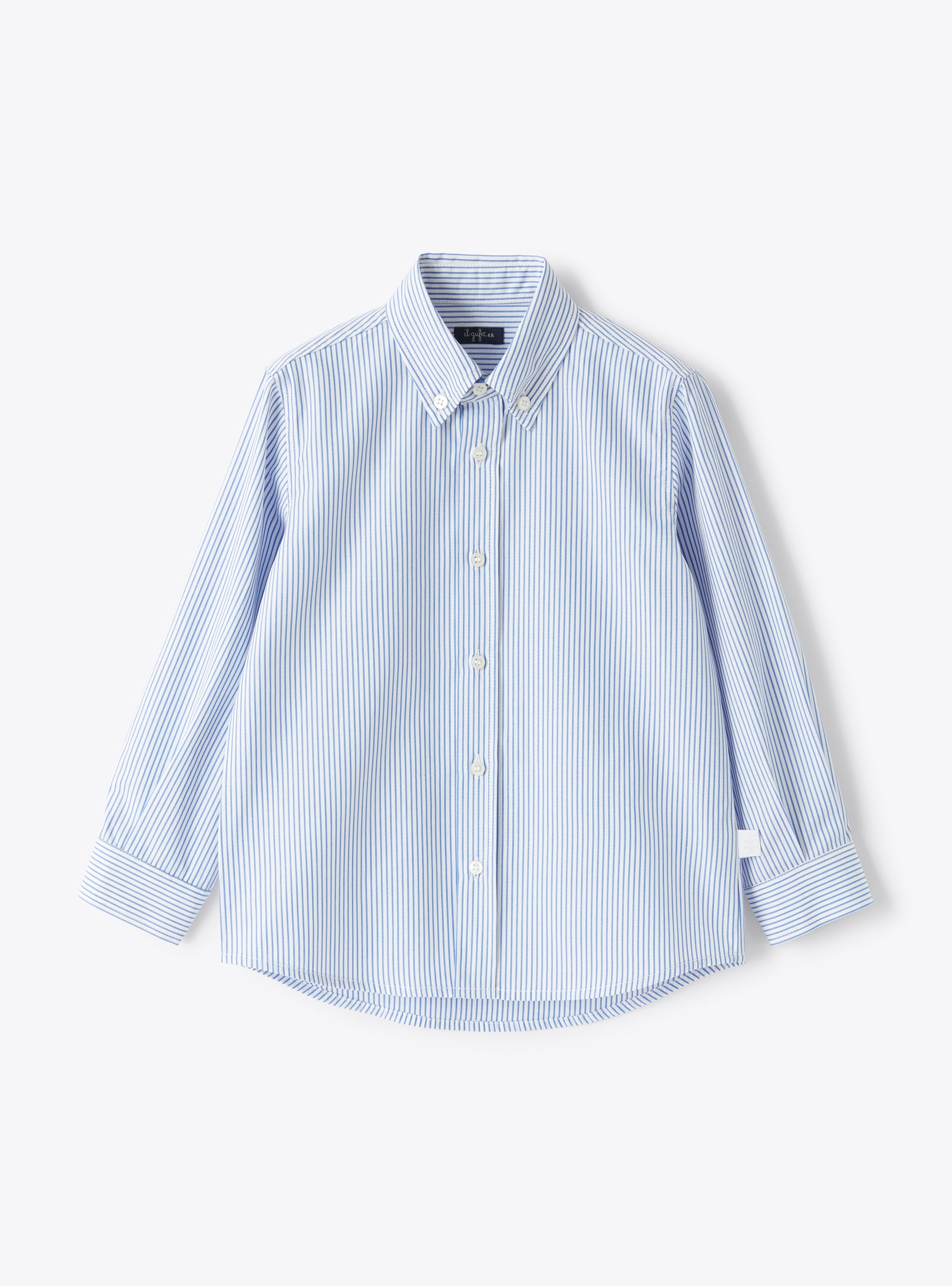 Camicia in bastoncino di cotone blu - Camicie - Il Gufo