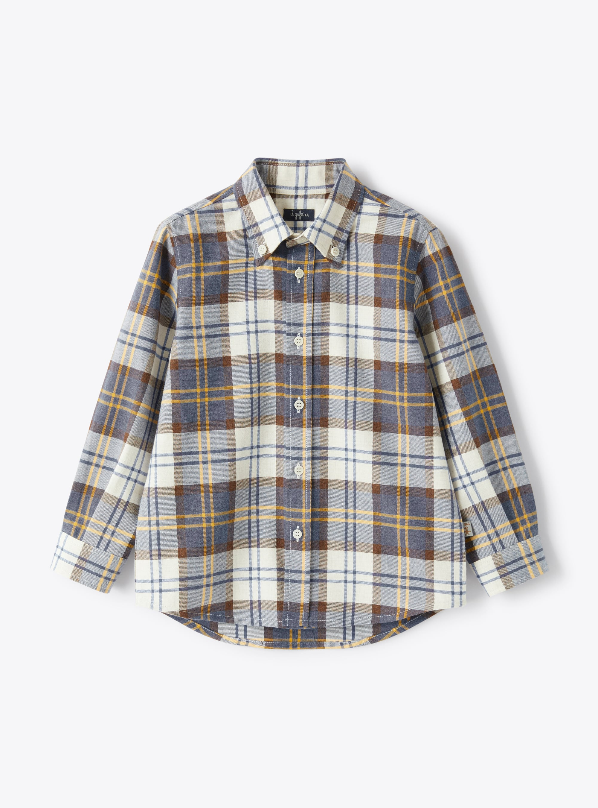 Cotton shirt in a blue check pattern - Shirts - Il Gufo