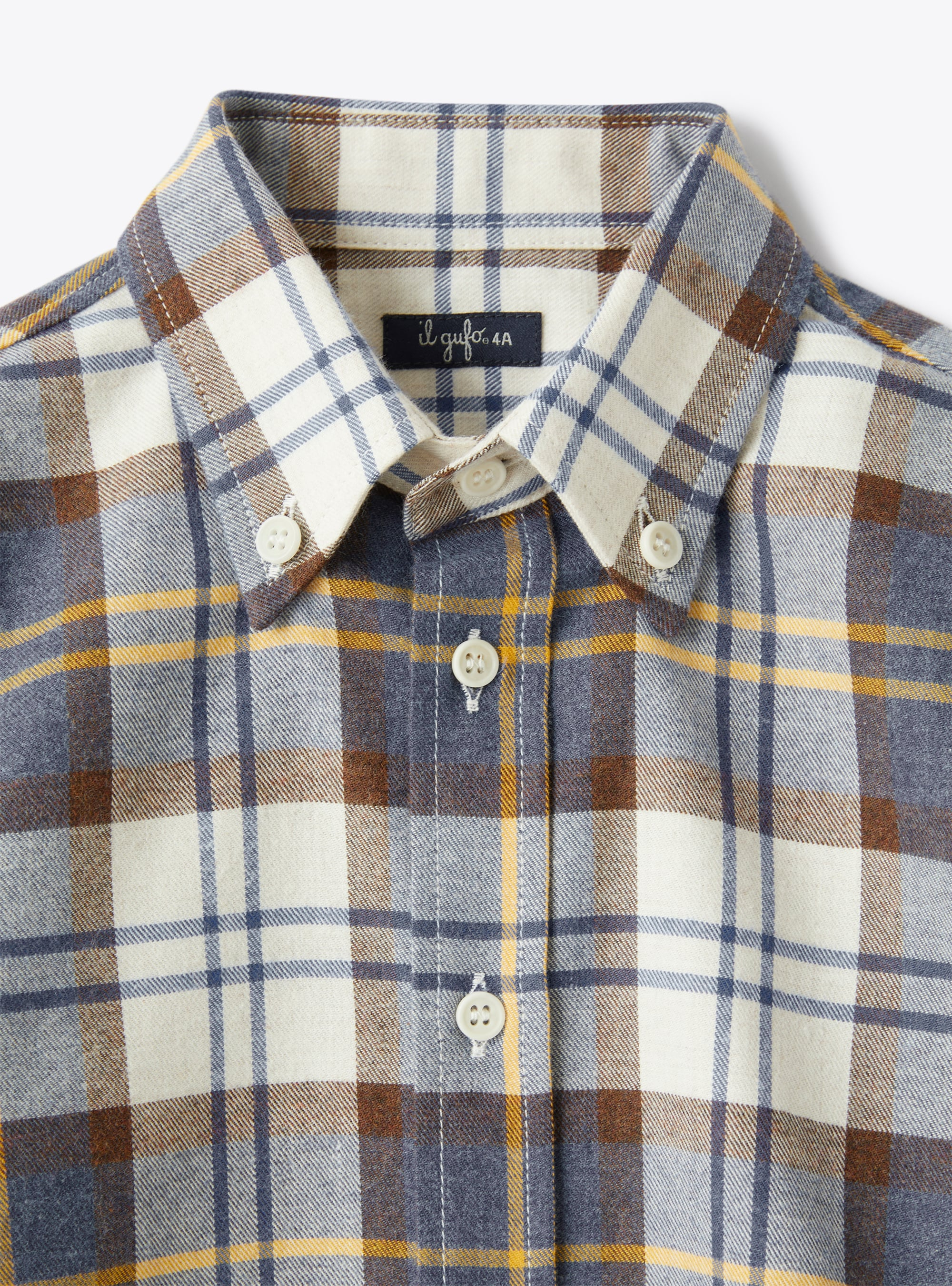 Cotton shirt in a blue check pattern - Light blue | Il Gufo