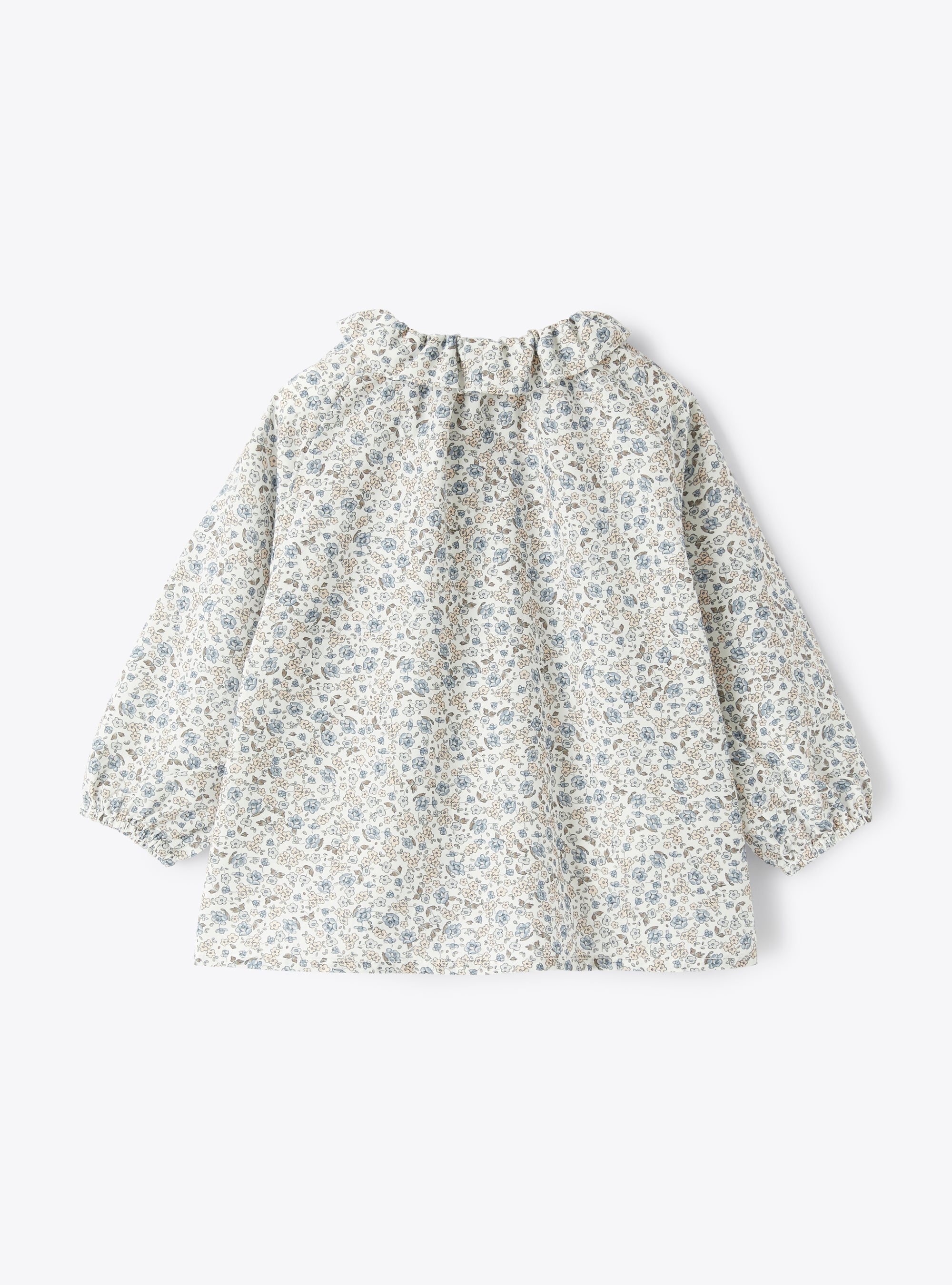 Floral-printed shirt with ruffle collar - Light blue | Il Gufo