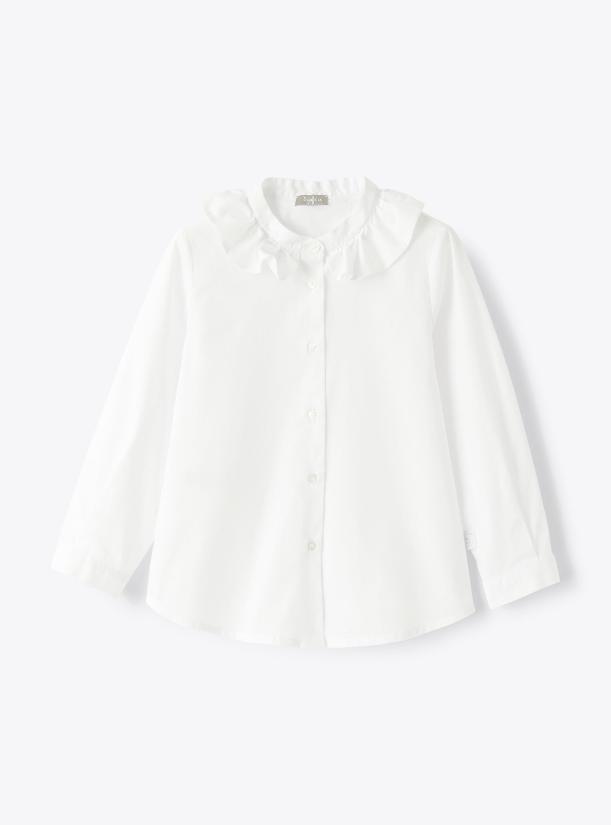 Stretch-poplin shirt with ruffle detailing - White | Il Gufo