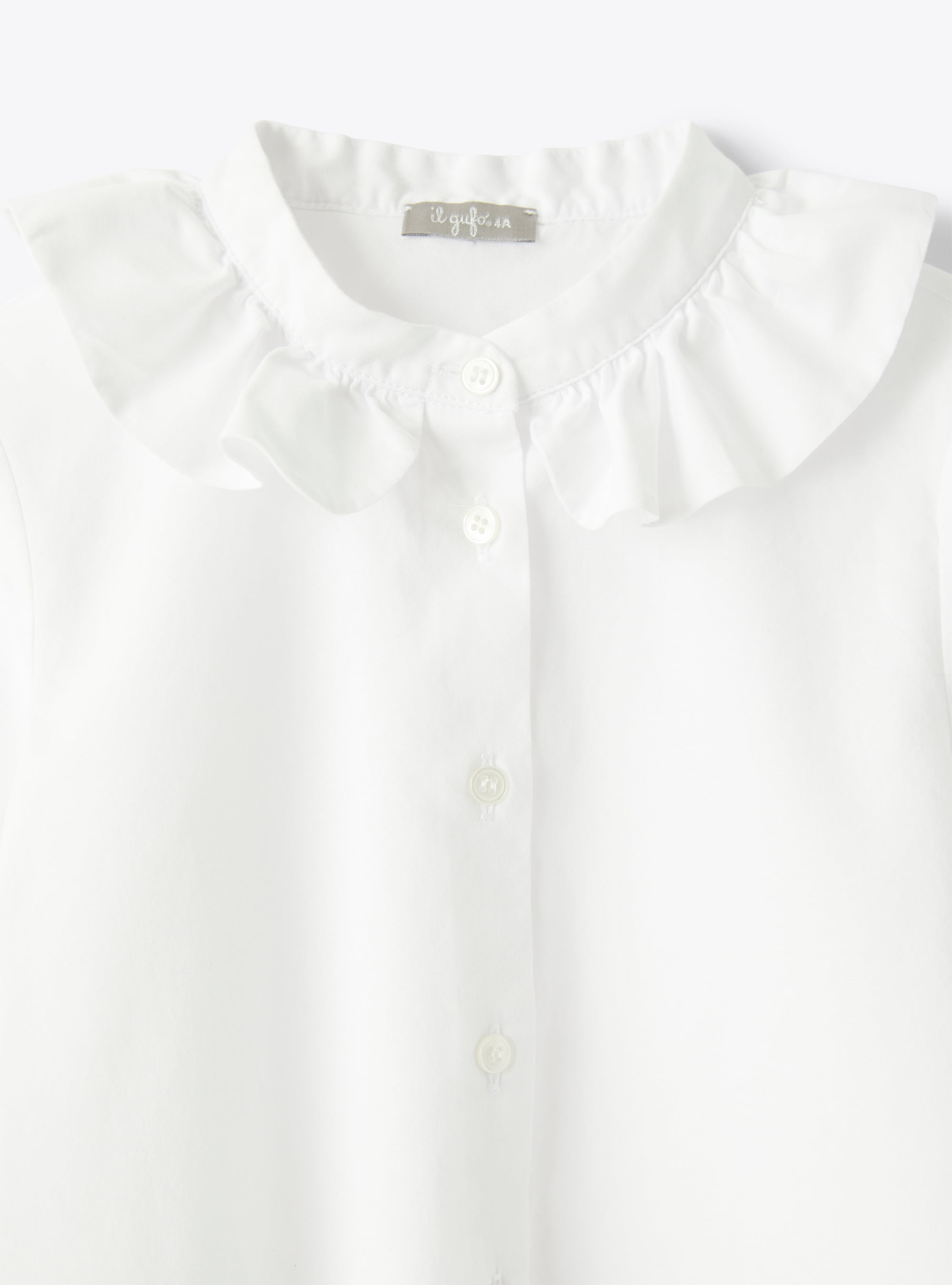 Stretch-poplin shirt with ruffle detailing - White | Il Gufo