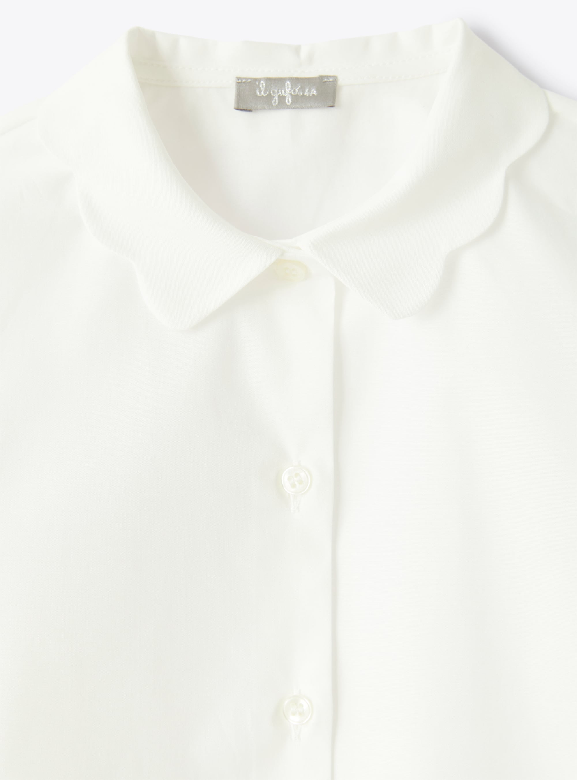 Chemise en popeline avec col festonné - Blanc | Il Gufo