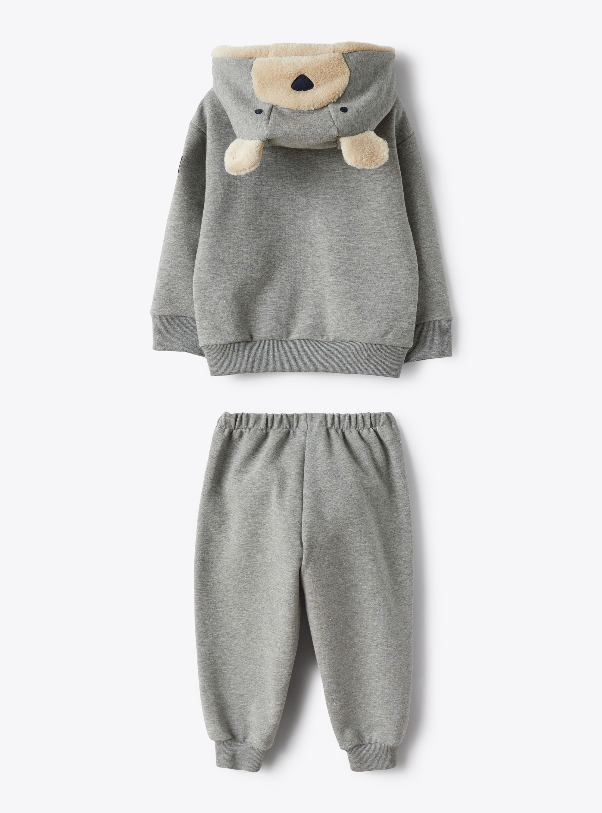 Suit with teddy-bear hood - Grey | Il Gufo