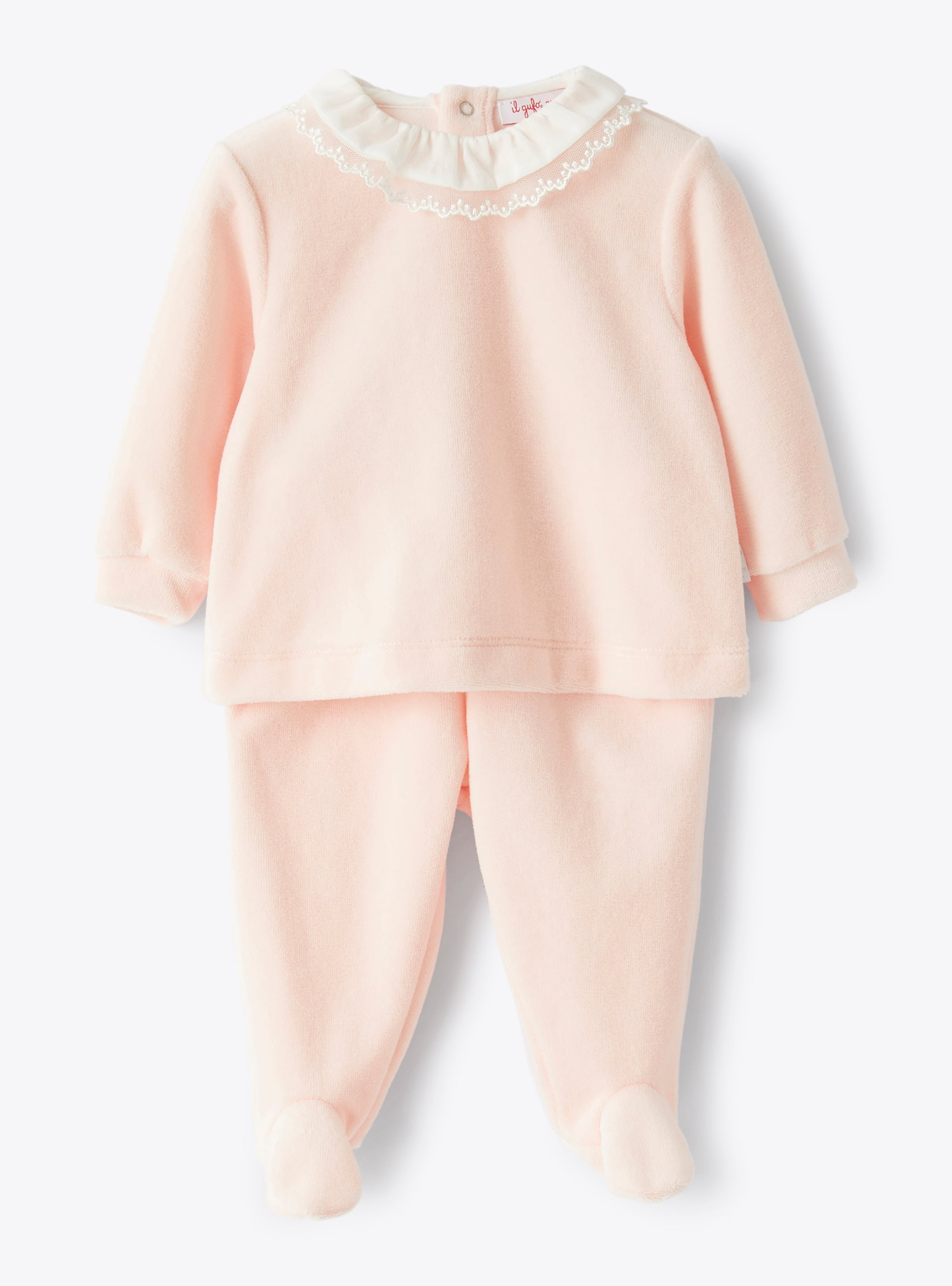 Two-piece babysuit in pink chenille - Pink | Il Gufo