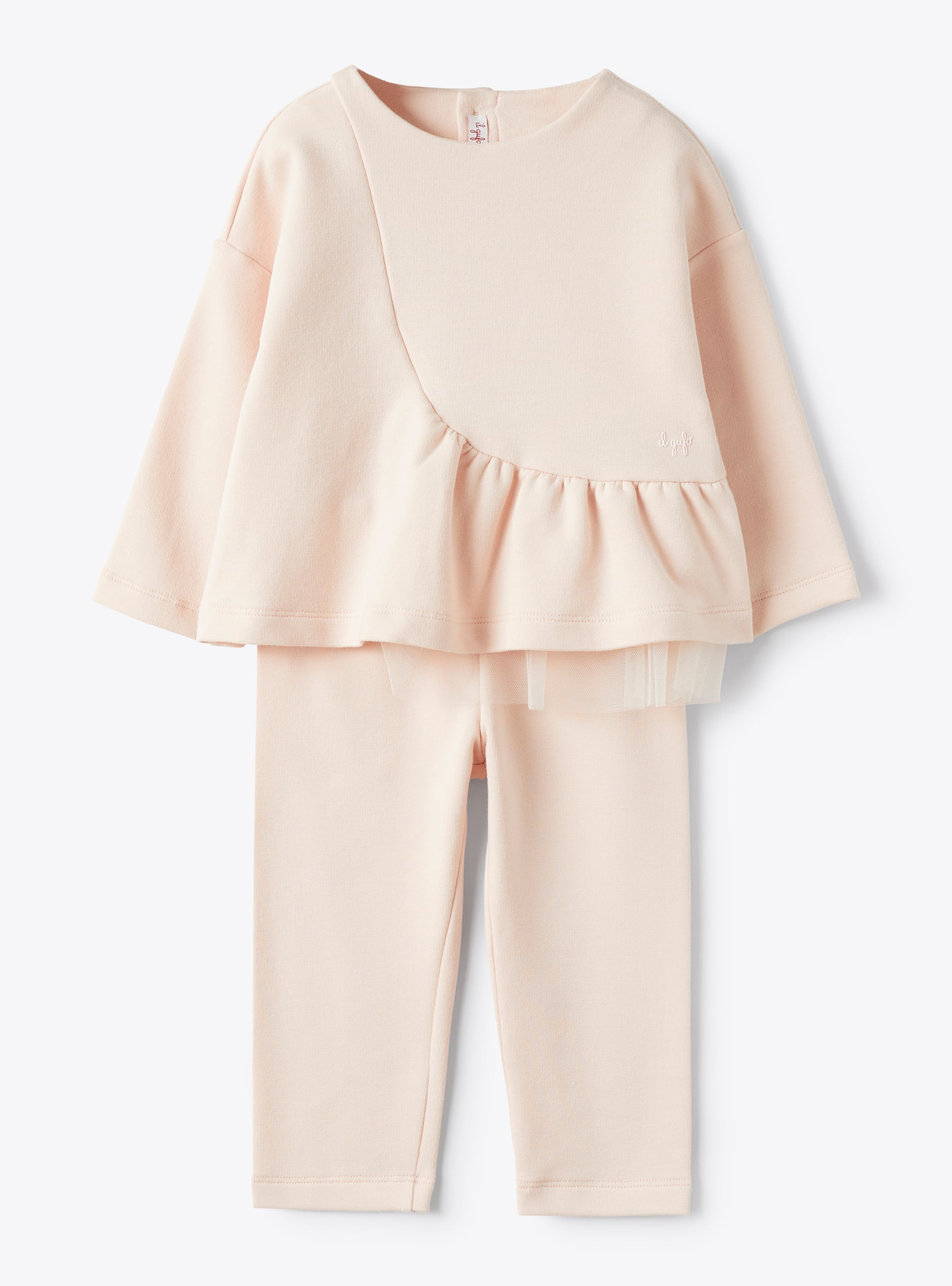 Two-piece fleece set with tulle details - Pink | Il Gufo