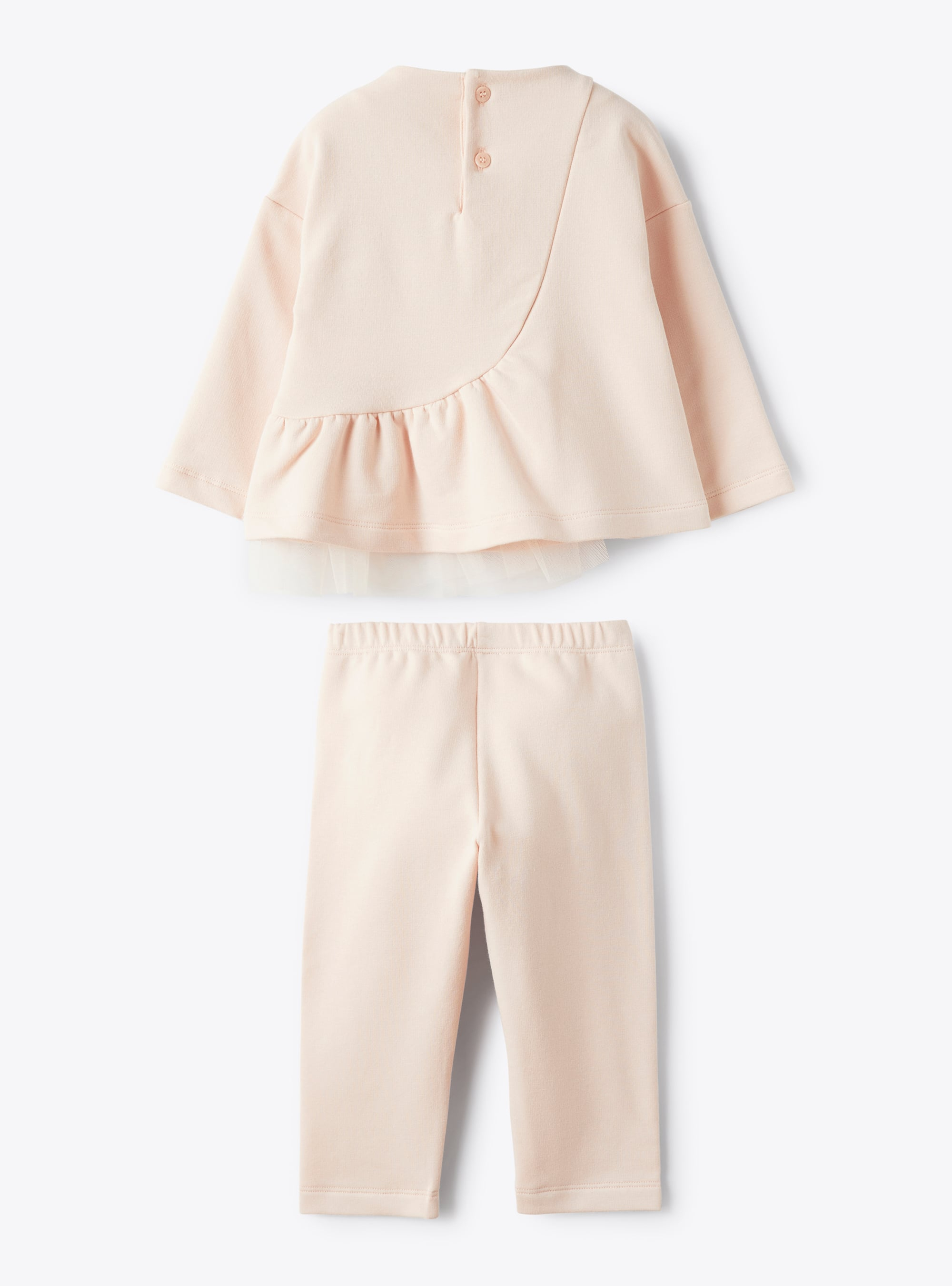 Two-piece fleece set with tulle details - Pink | Il Gufo