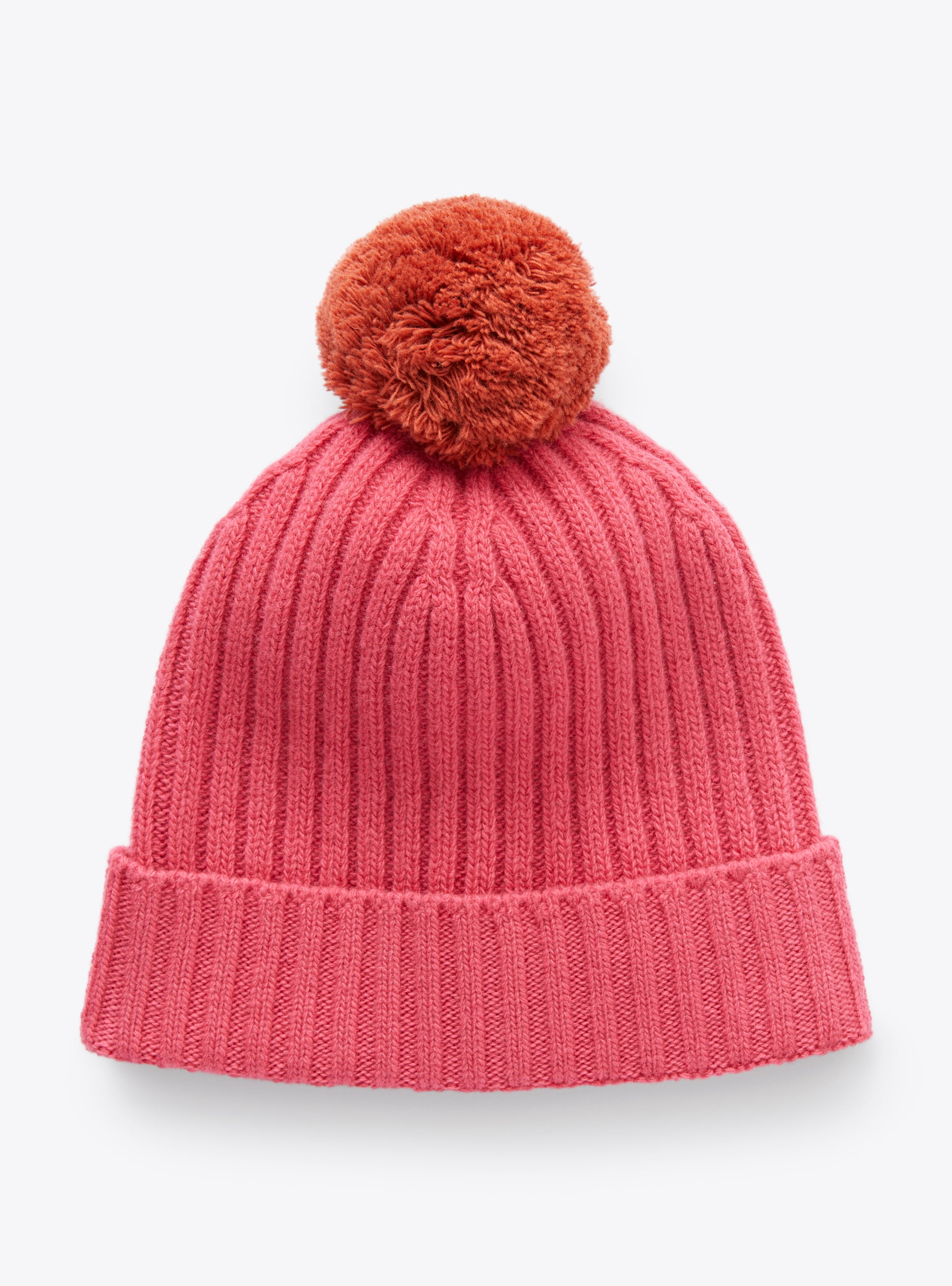 Woollen tricot-knit hat with pompom embellishment - Fuchsia | Il Gufo