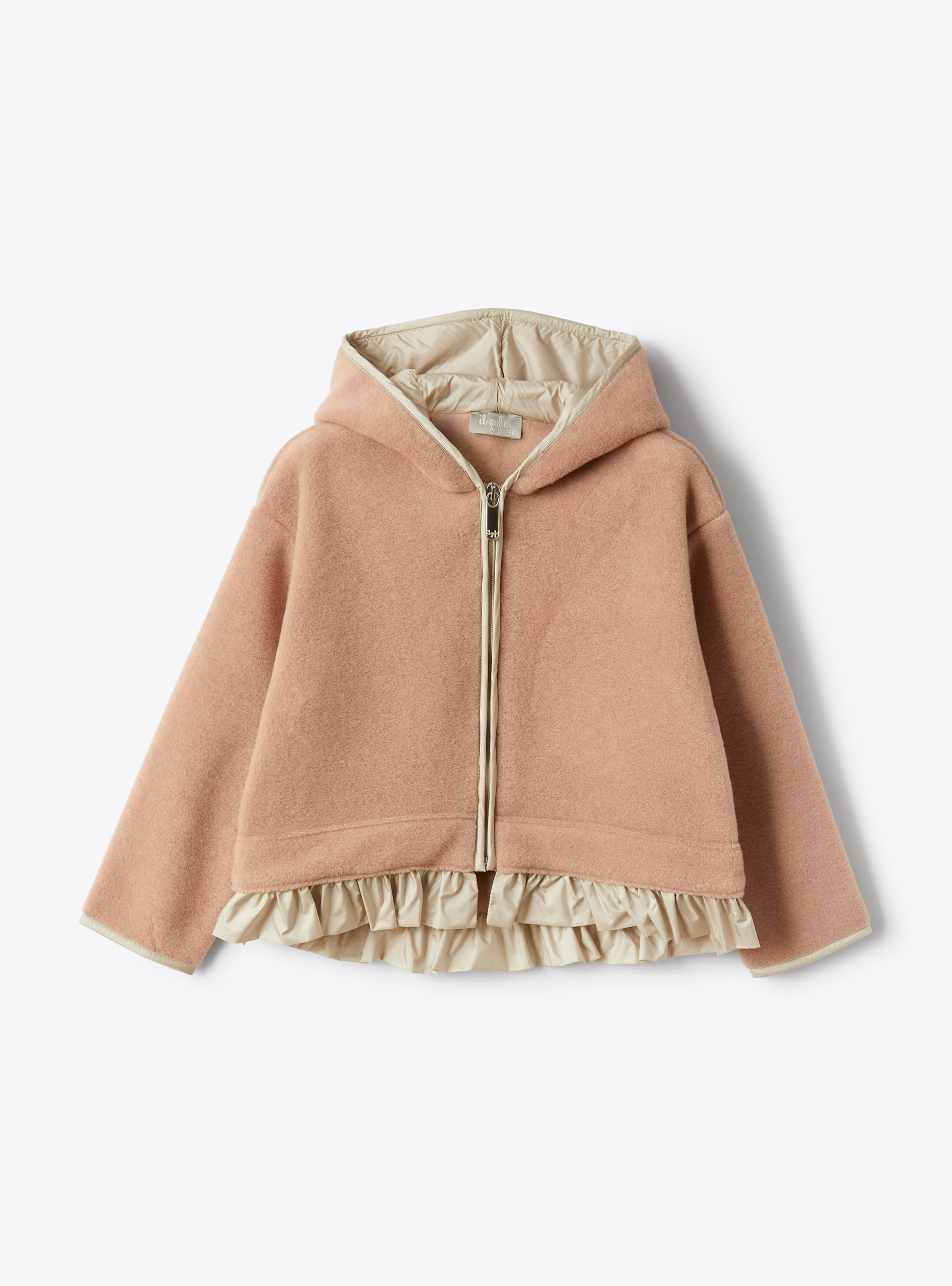 Fleece jacket with nylon flounce - Pink | Il Gufo