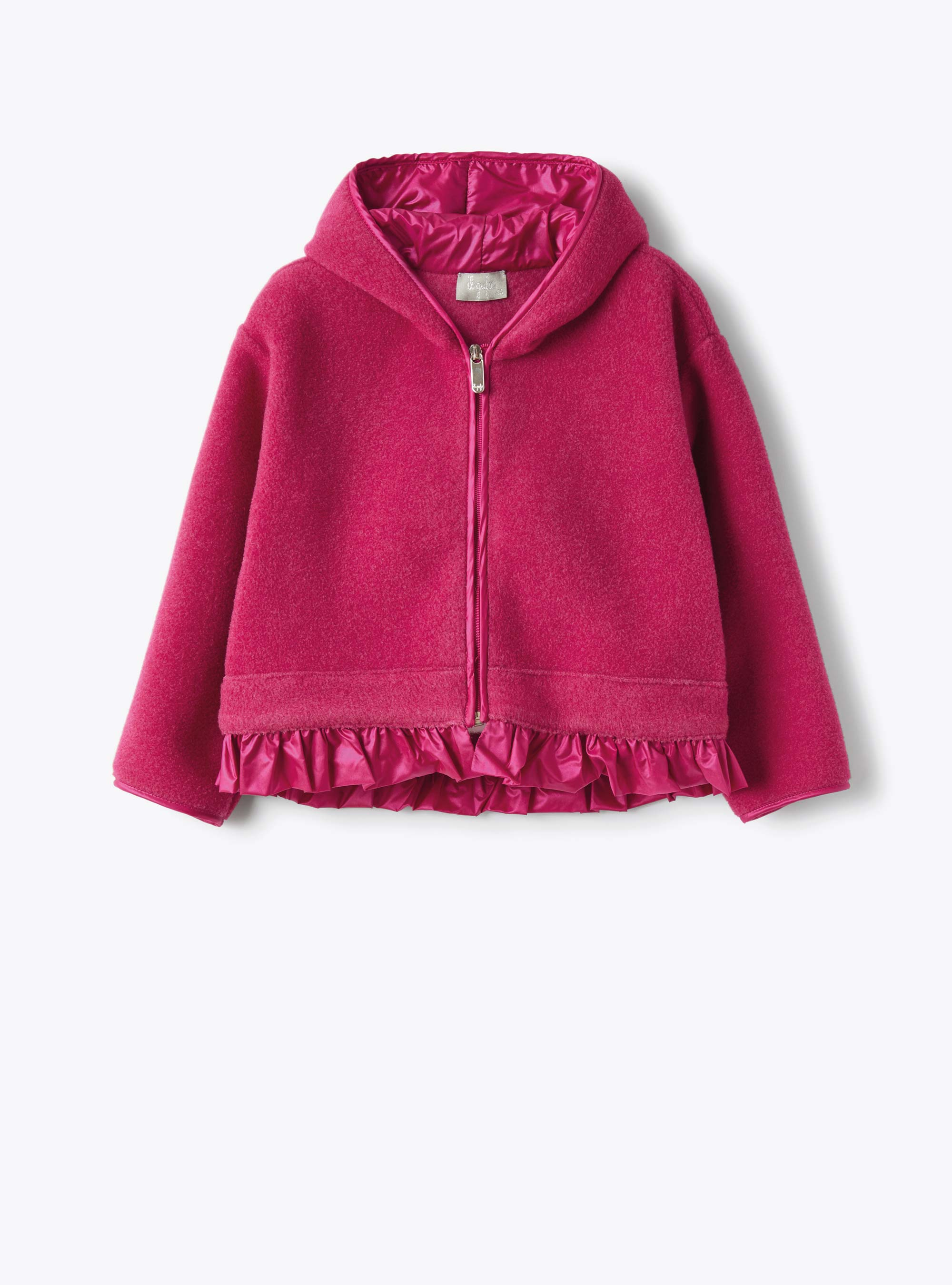 Pink fleece jacket with ruche - Sweatshirts - Il Gufo