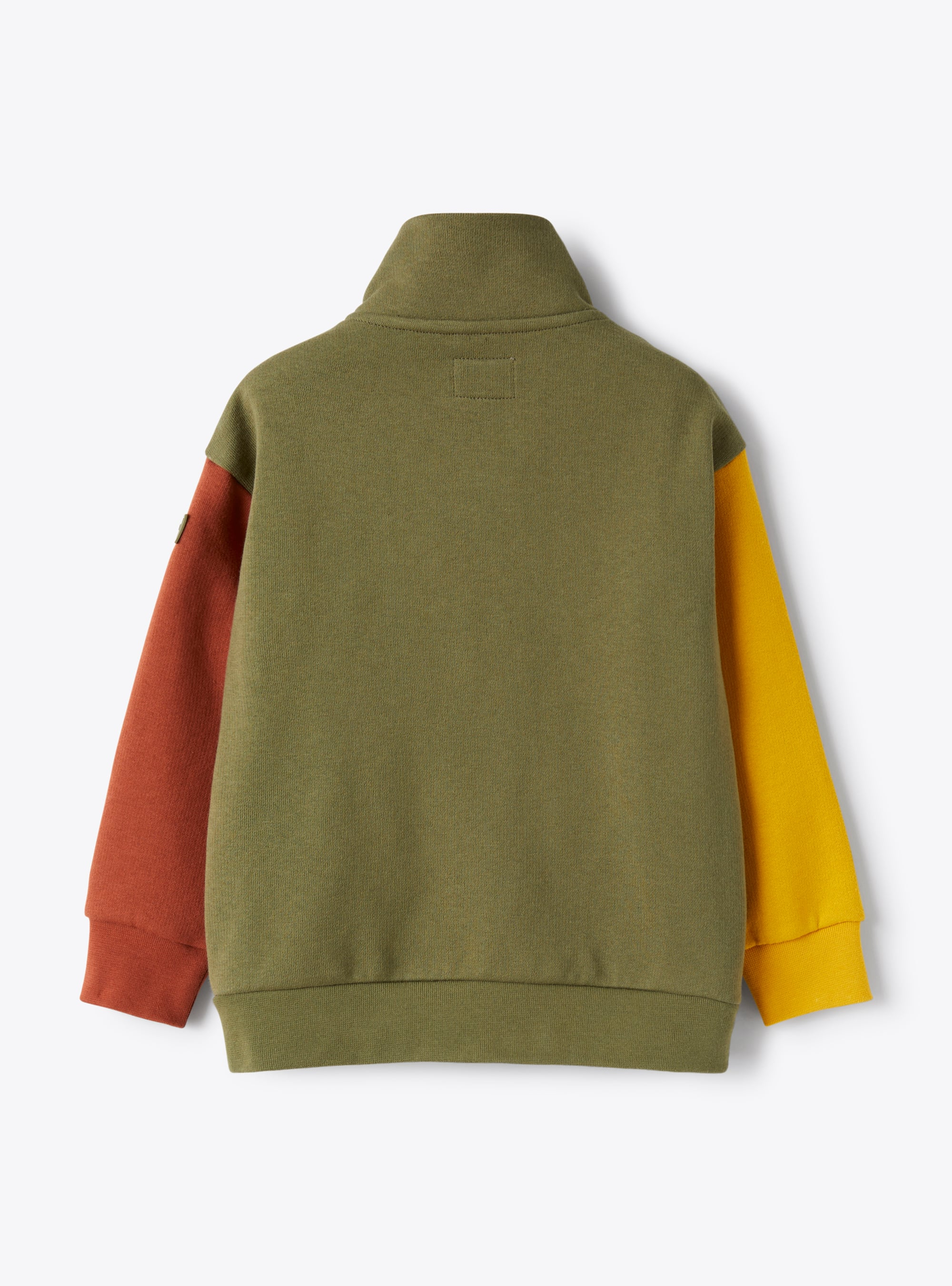 Zip-front sweatshirt with colour-block pattern - Green | Il Gufo