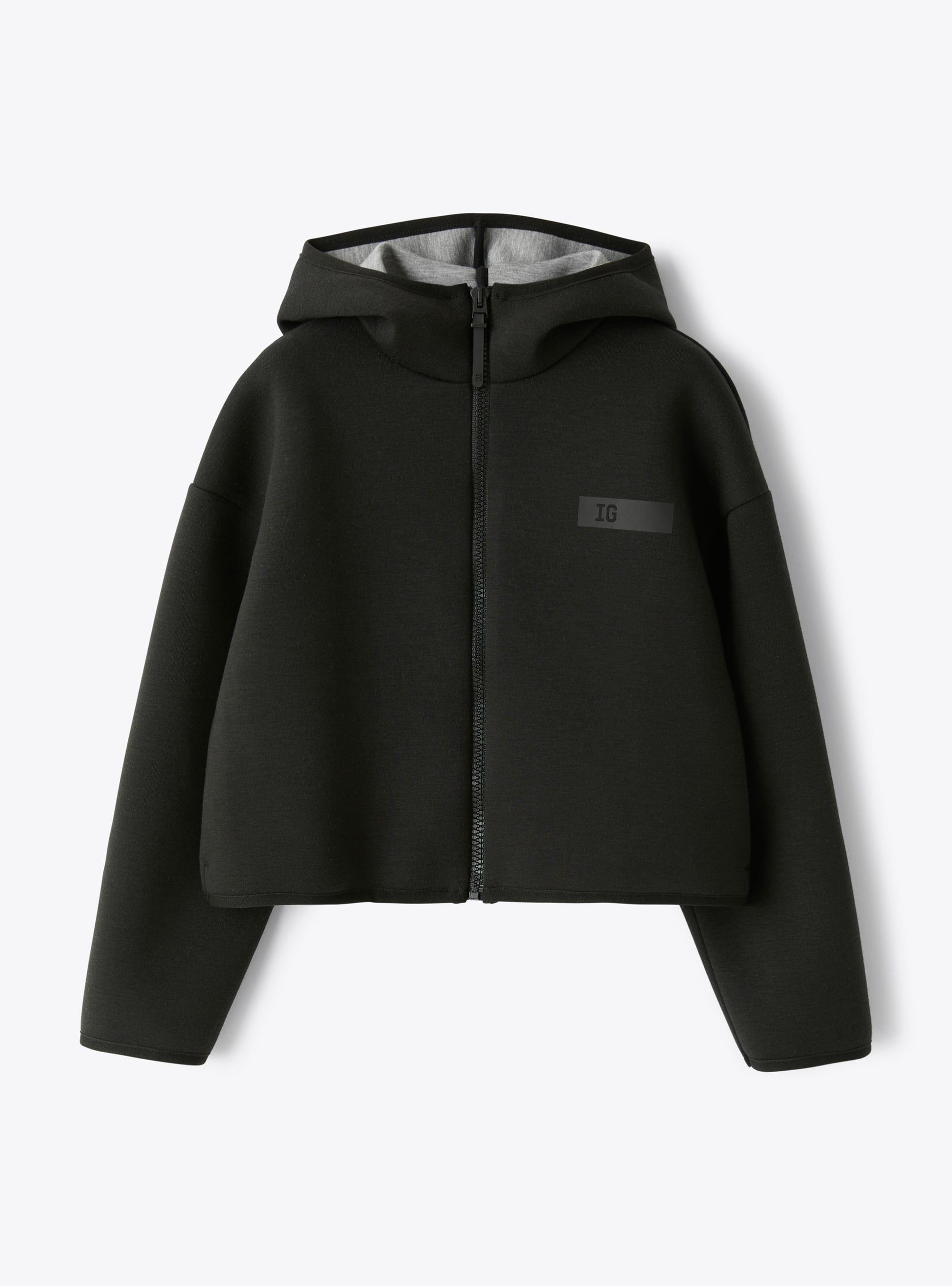 Cropped sweatshirt in black neoprene - Black | Il Gufo