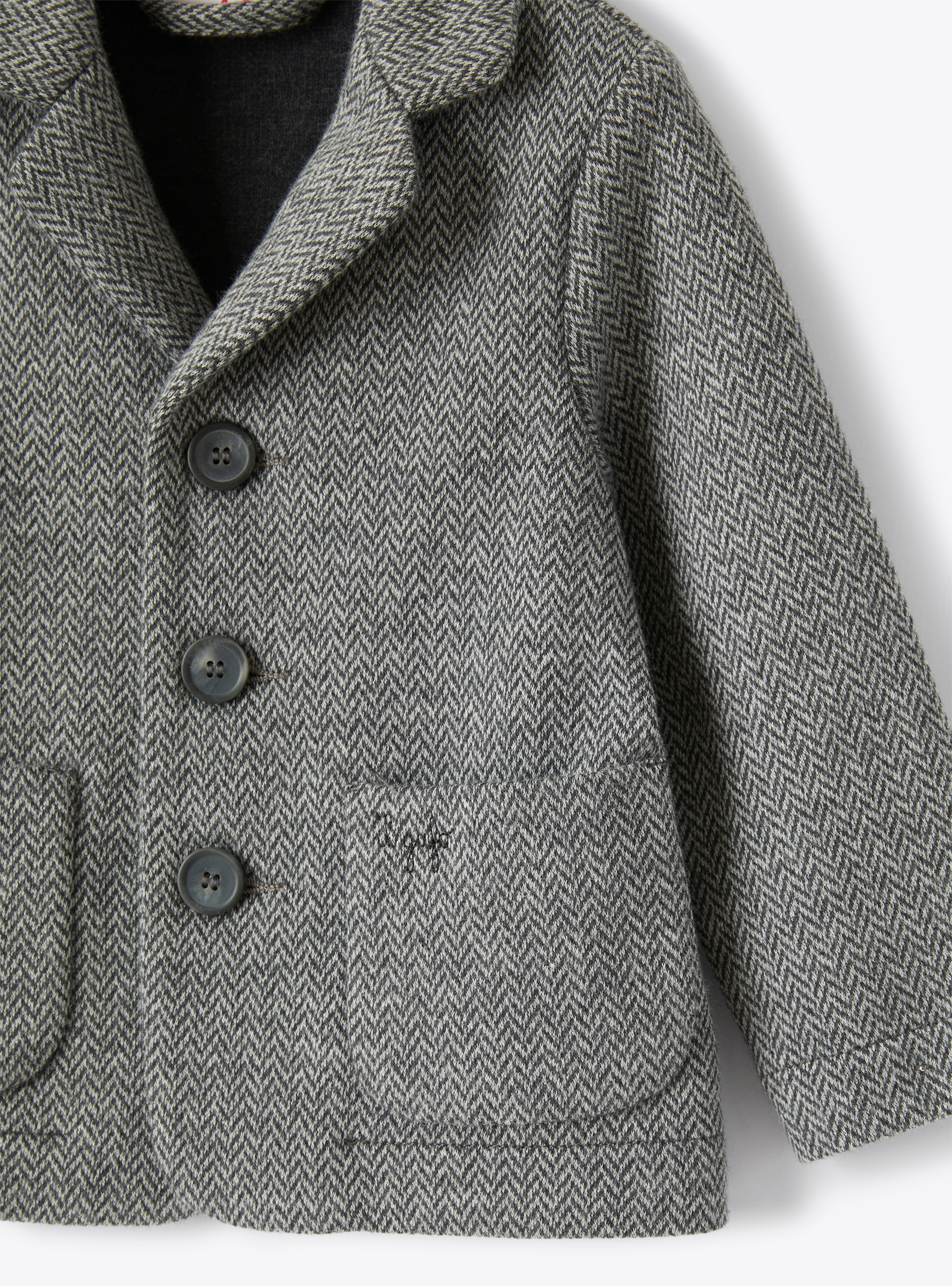 Blazer in grey herringbone-patterned cotton - Grey | Il Gufo