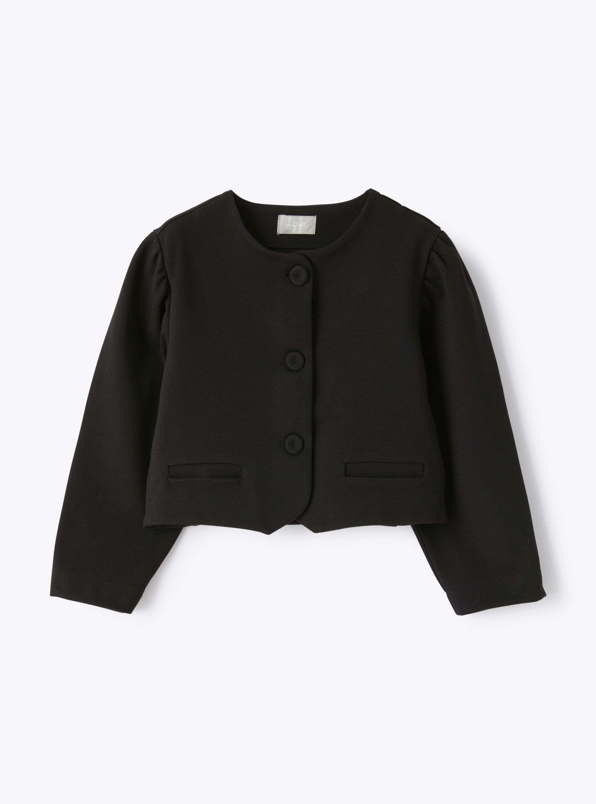 Cropped jacket in Milano-stitch fabric - Black | Il Gufo