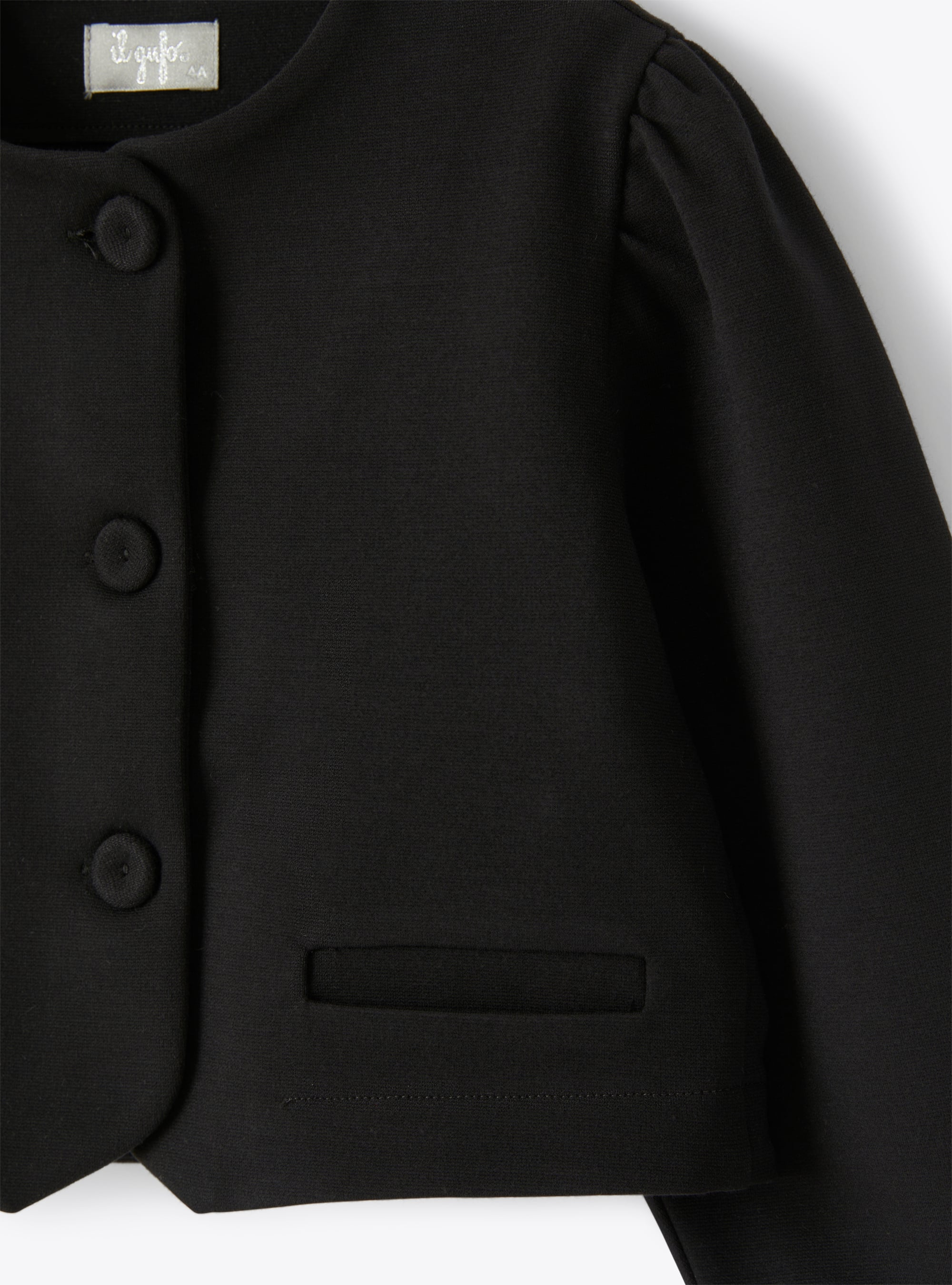 Cropped jacket in Milano-stitch fabric - Black | Il Gufo