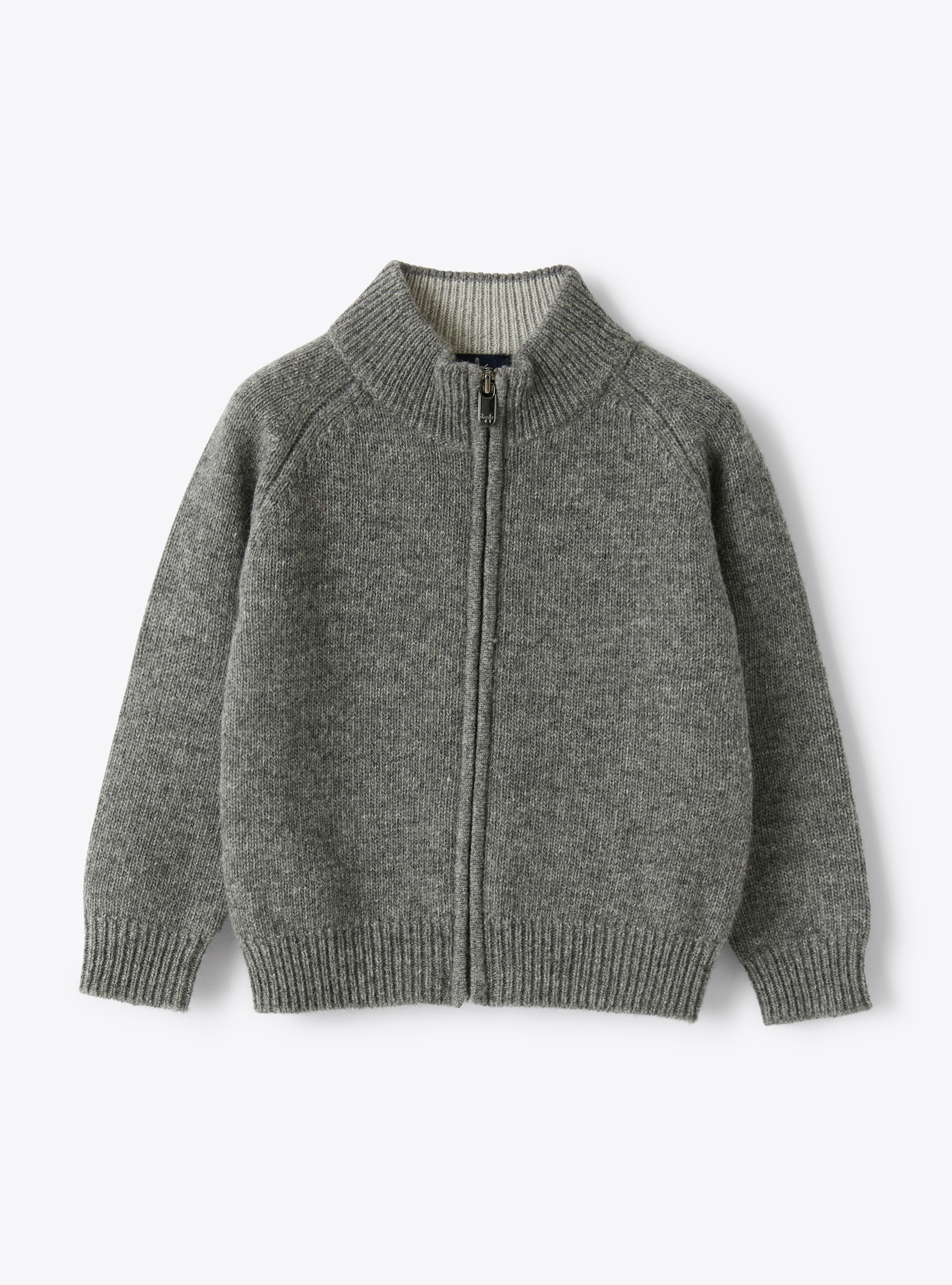 Merino wool cardigan with patches - Grey | Il Gufo