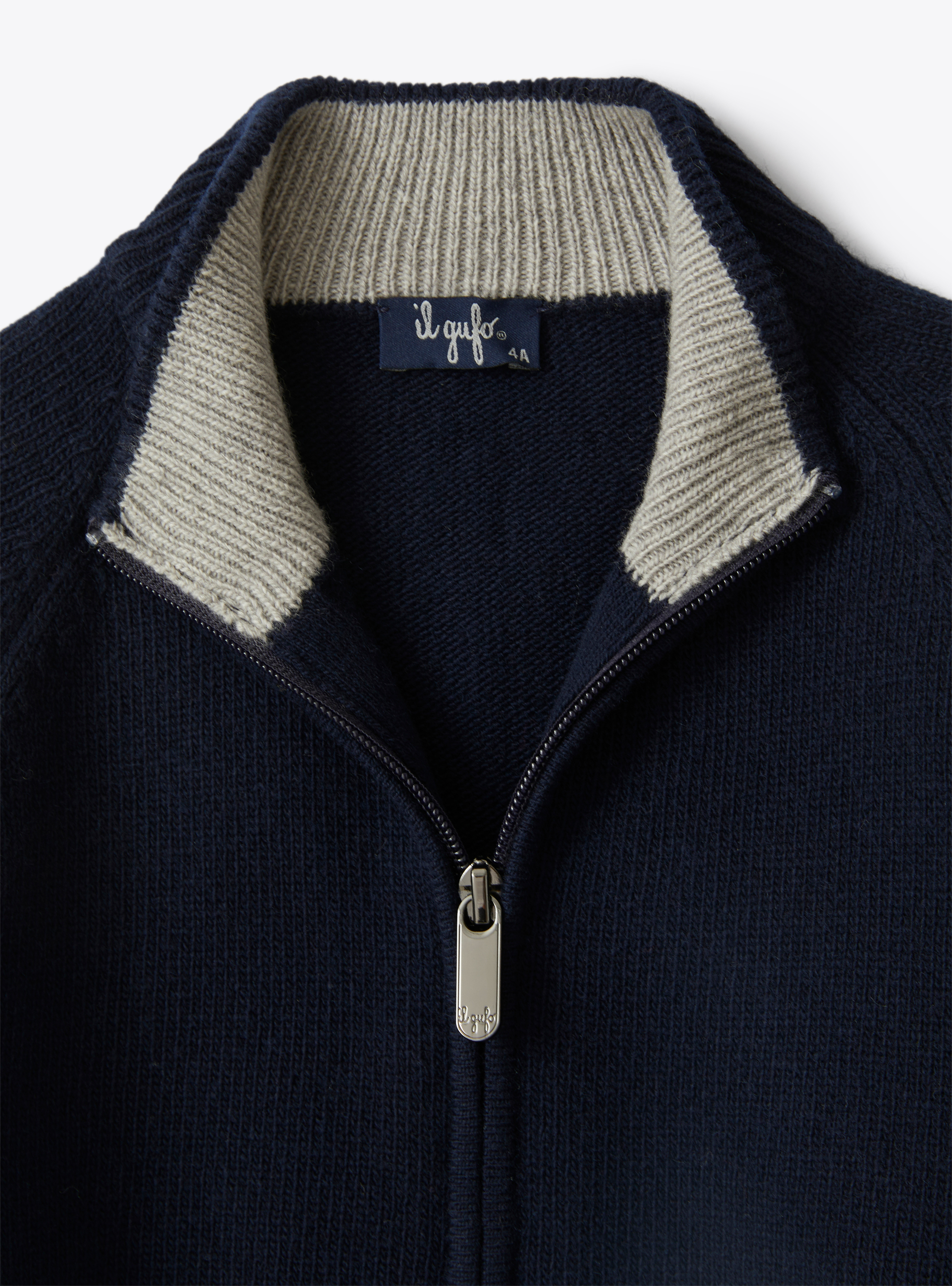 Cardigan en laine mérinos avec coudières - Bleu | Il Gufo