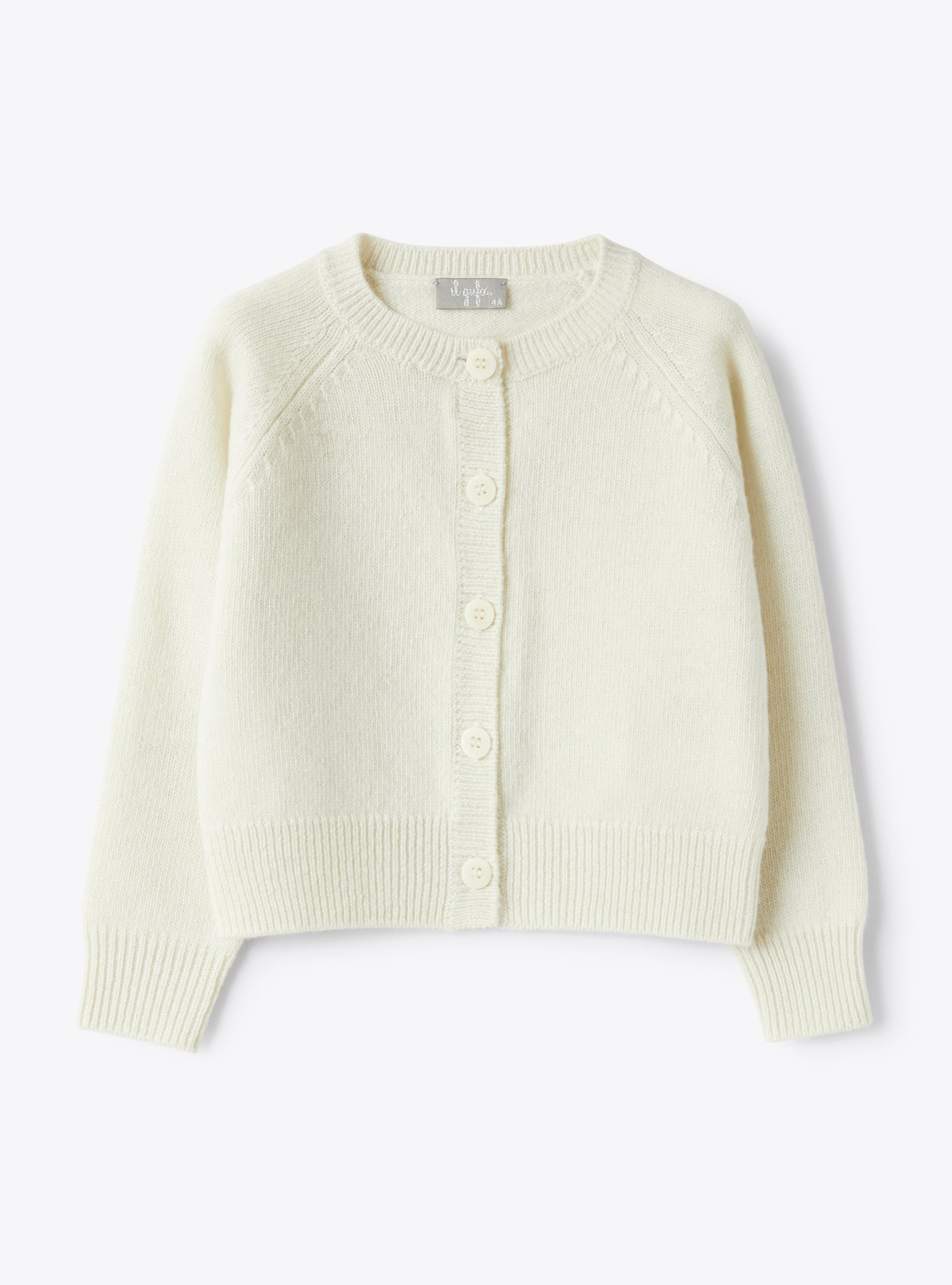 Cardigan in milk-white lurex wool - Sweaters - Il Gufo