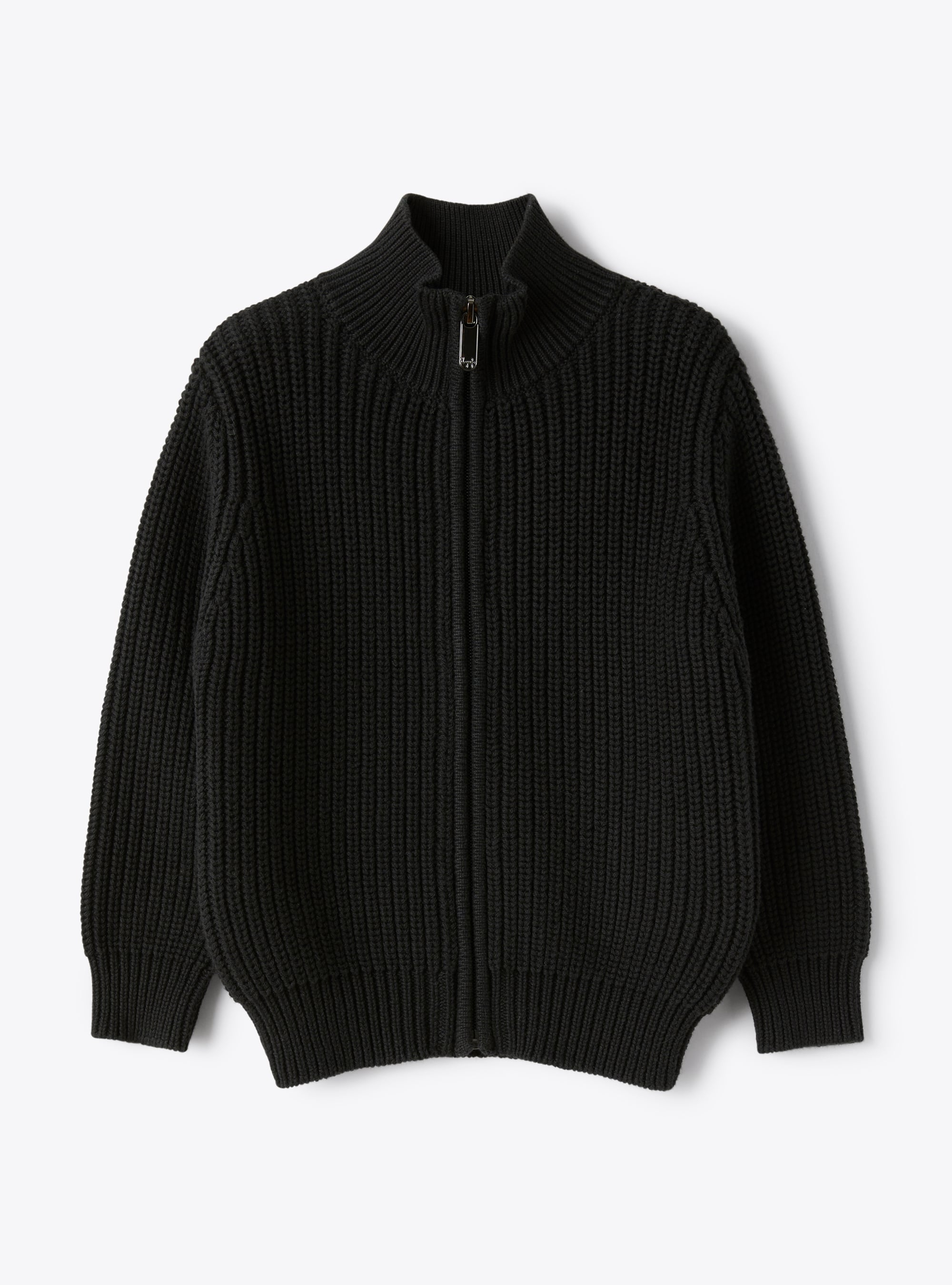 Black ribbed cotton cardigan - Sweaters - Il Gufo