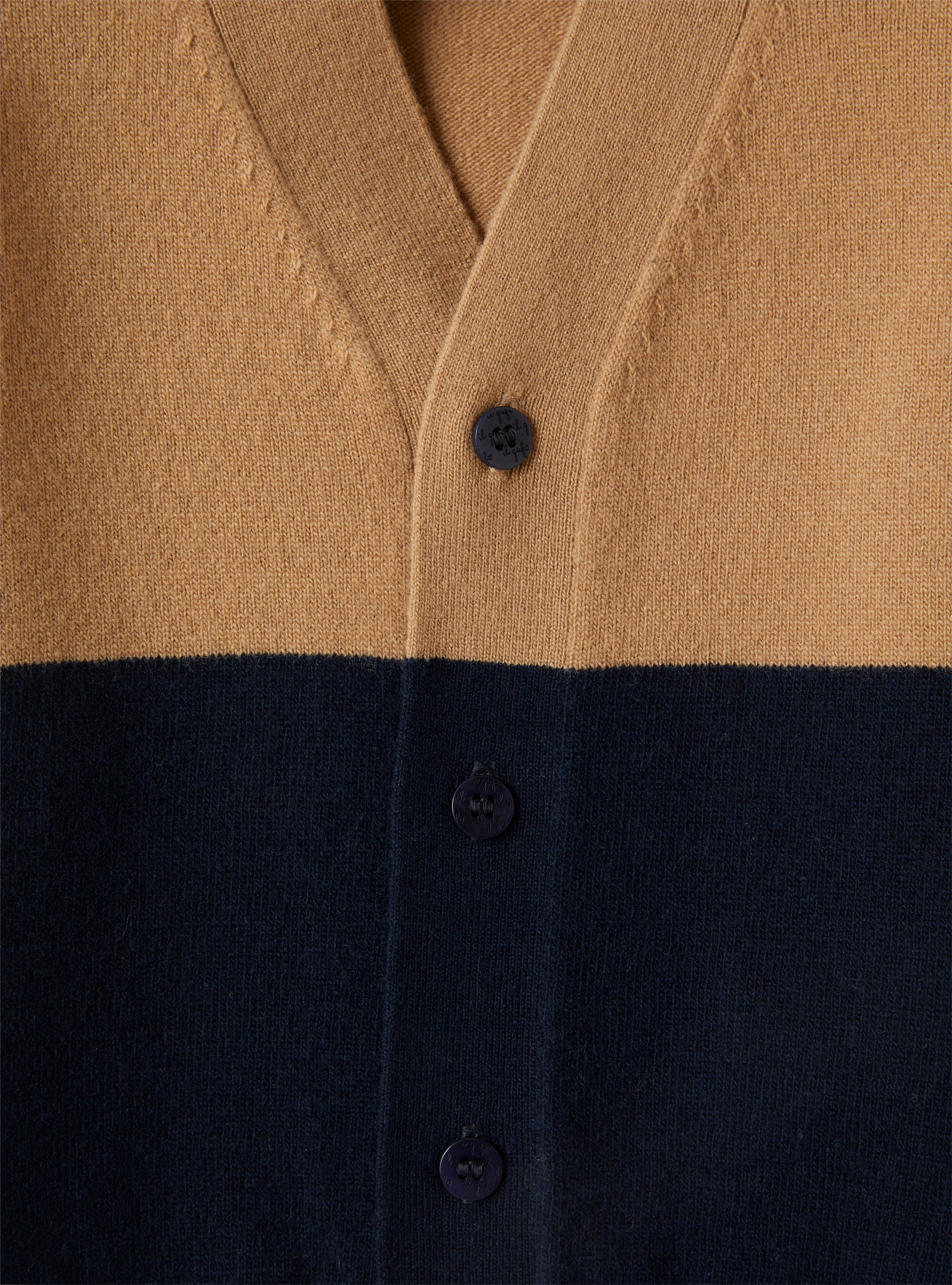 Cardigan en laine mérinos à blocs de couleur - Bleu | Il Gufo