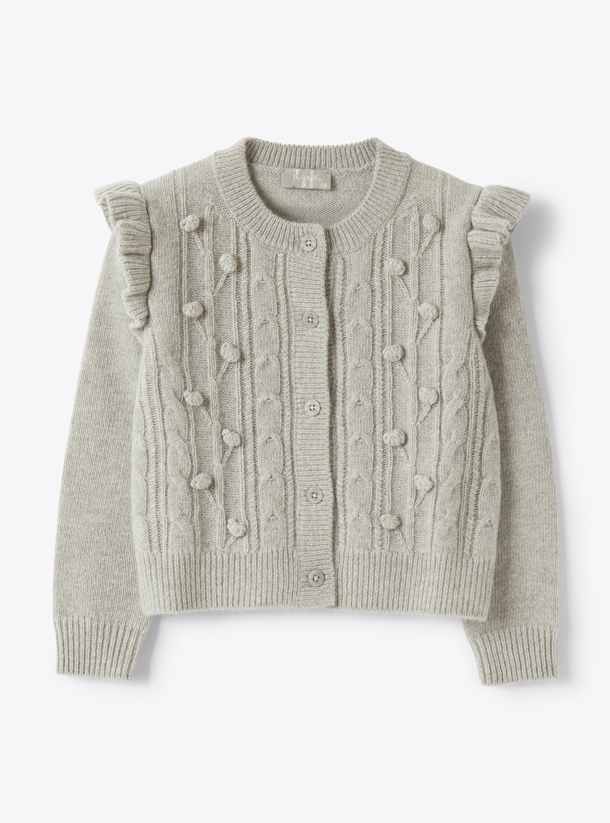 Cardigan in lana con pompon grigio - Grigio | Il Gufo