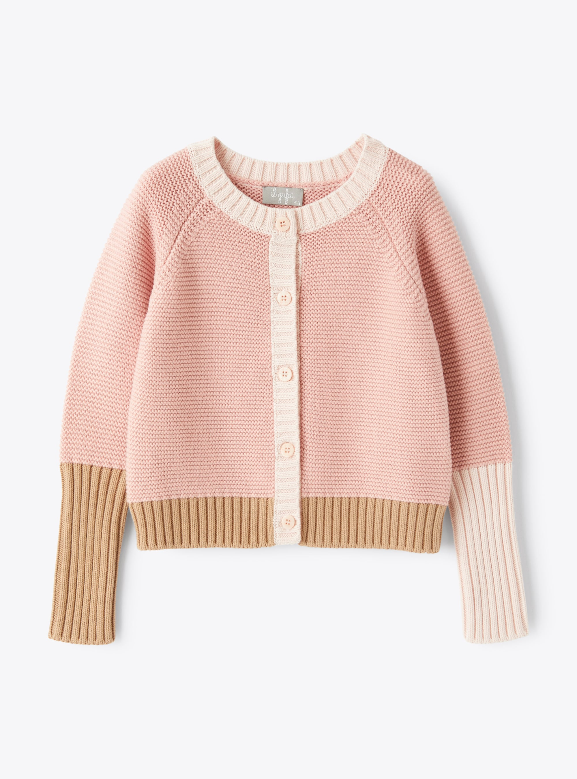 Colour-block cardigan in cotton - Pink | Il Gufo