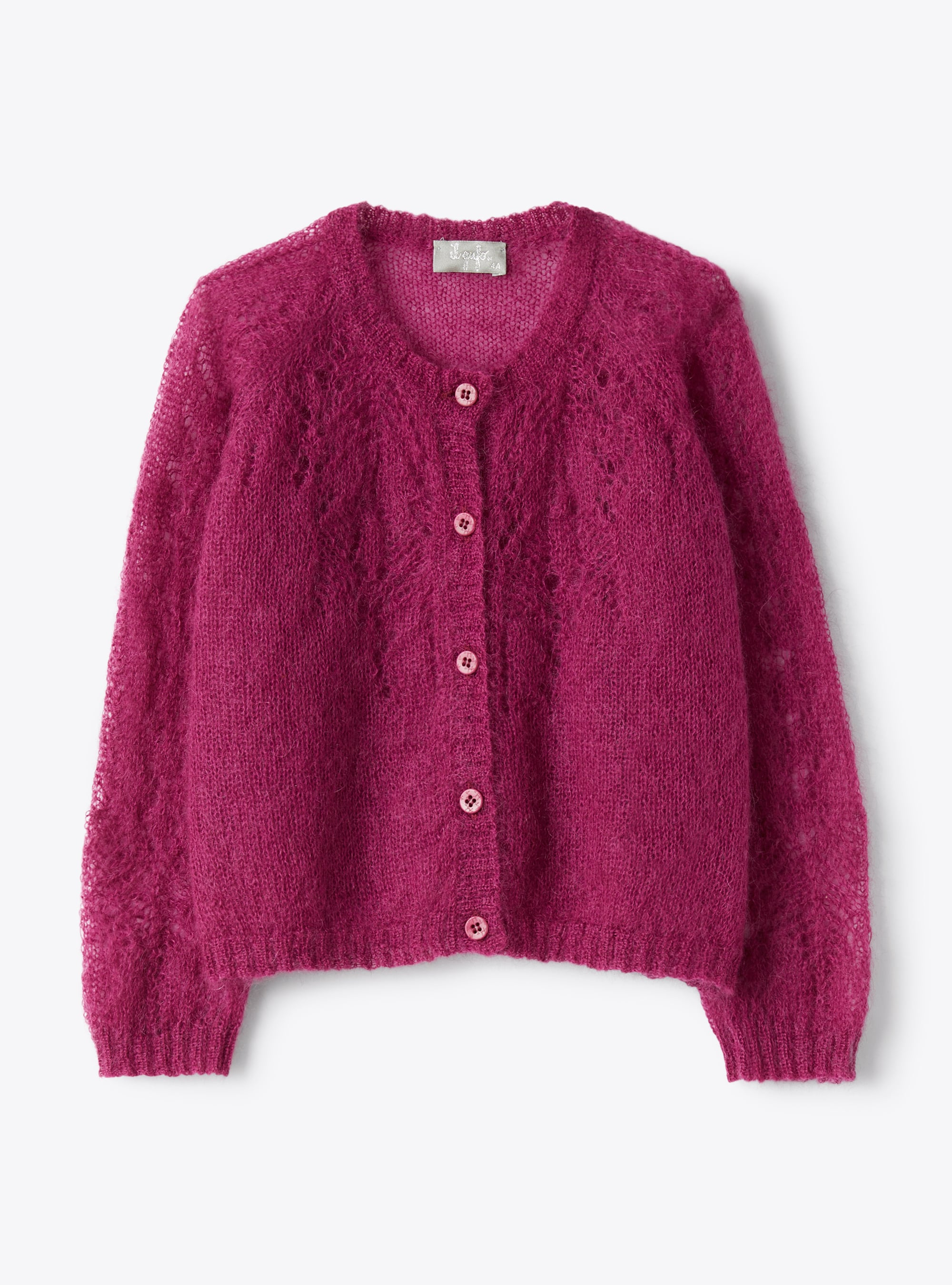 Cardigan in fuchsia-pink kid mohair - Sweaters - Il Gufo