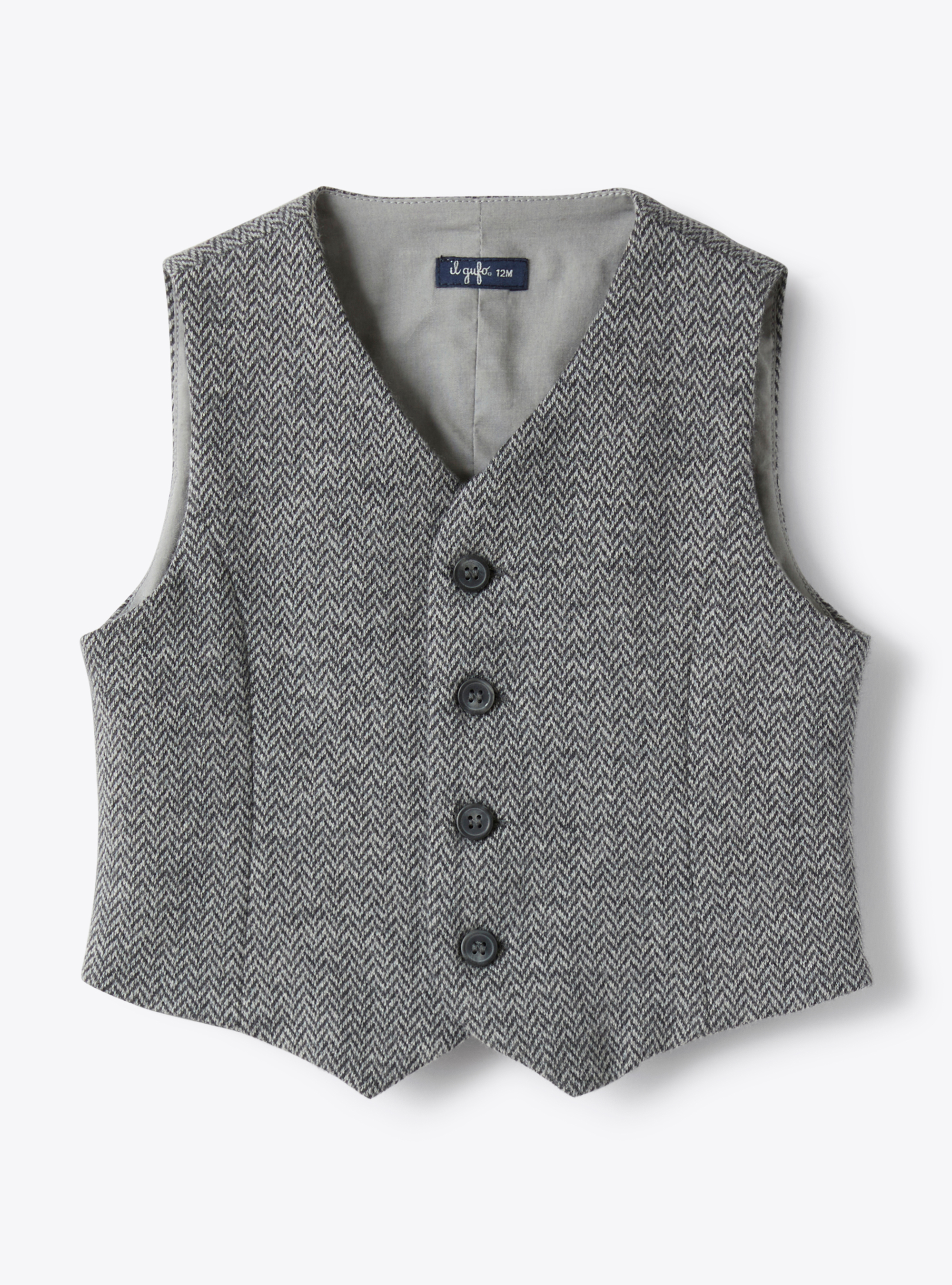 Gilet in herringbone-patterned cotton - Jackets - Il Gufo