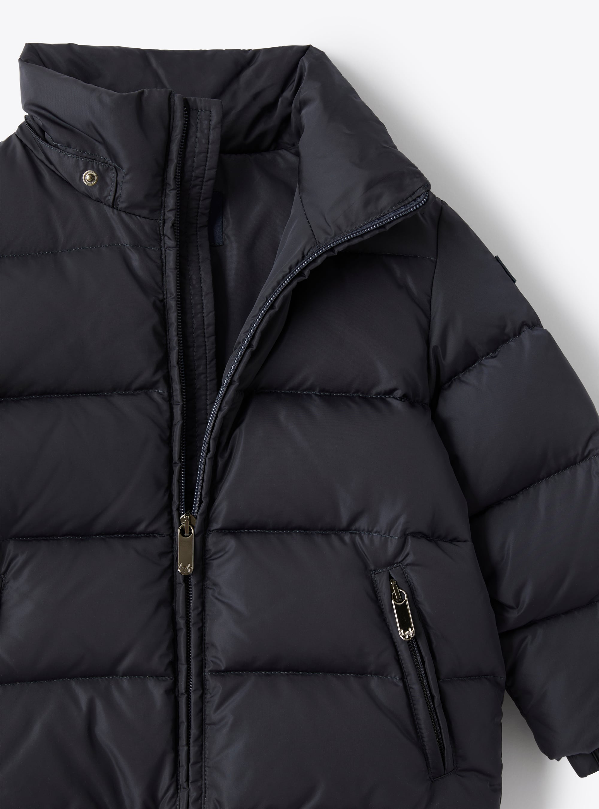 Down jacket in taffeta with removable hood - Blue | Il Gufo