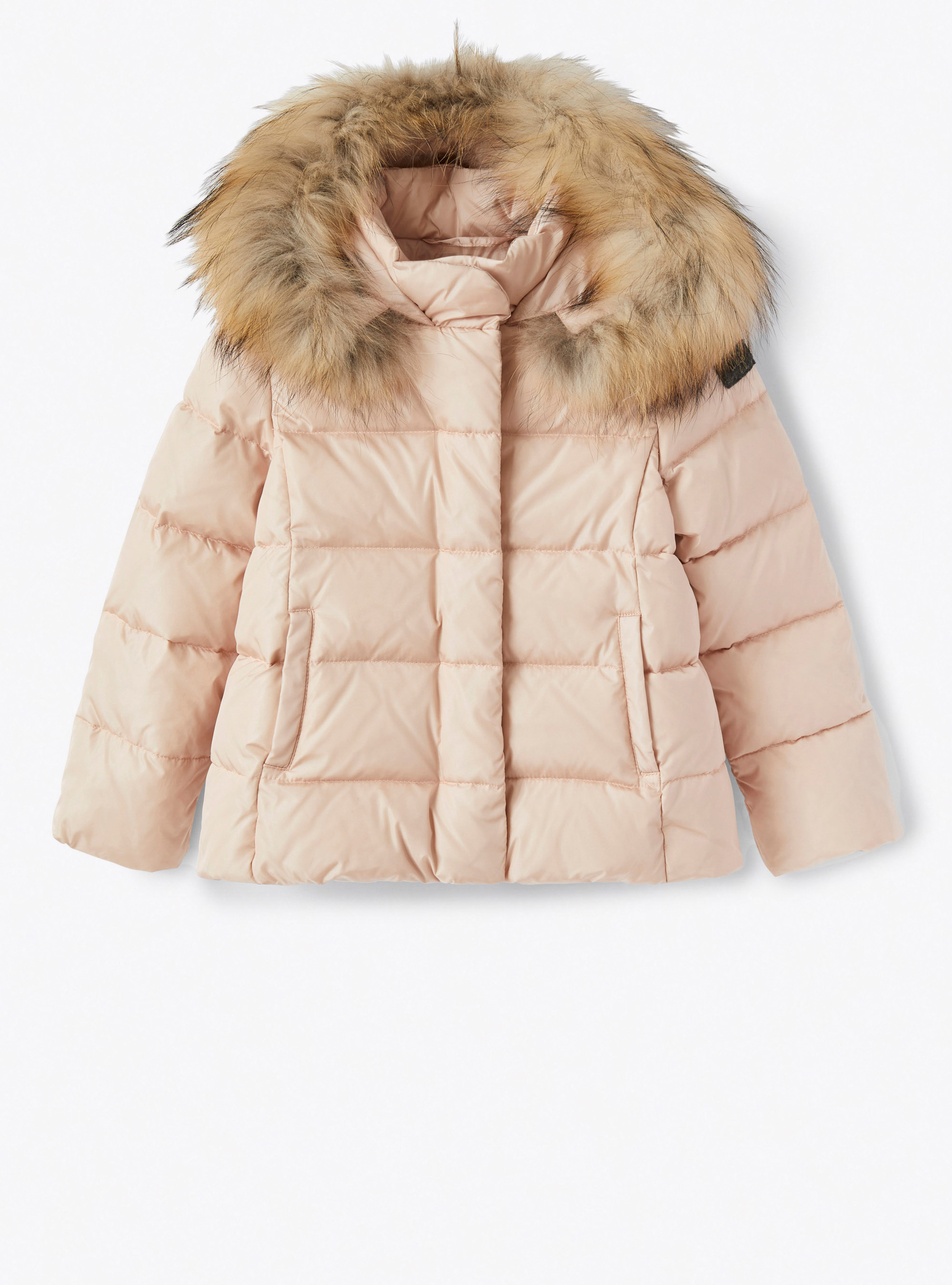 Short pink down jacket with fur trim - Down Jackets - Il Gufo