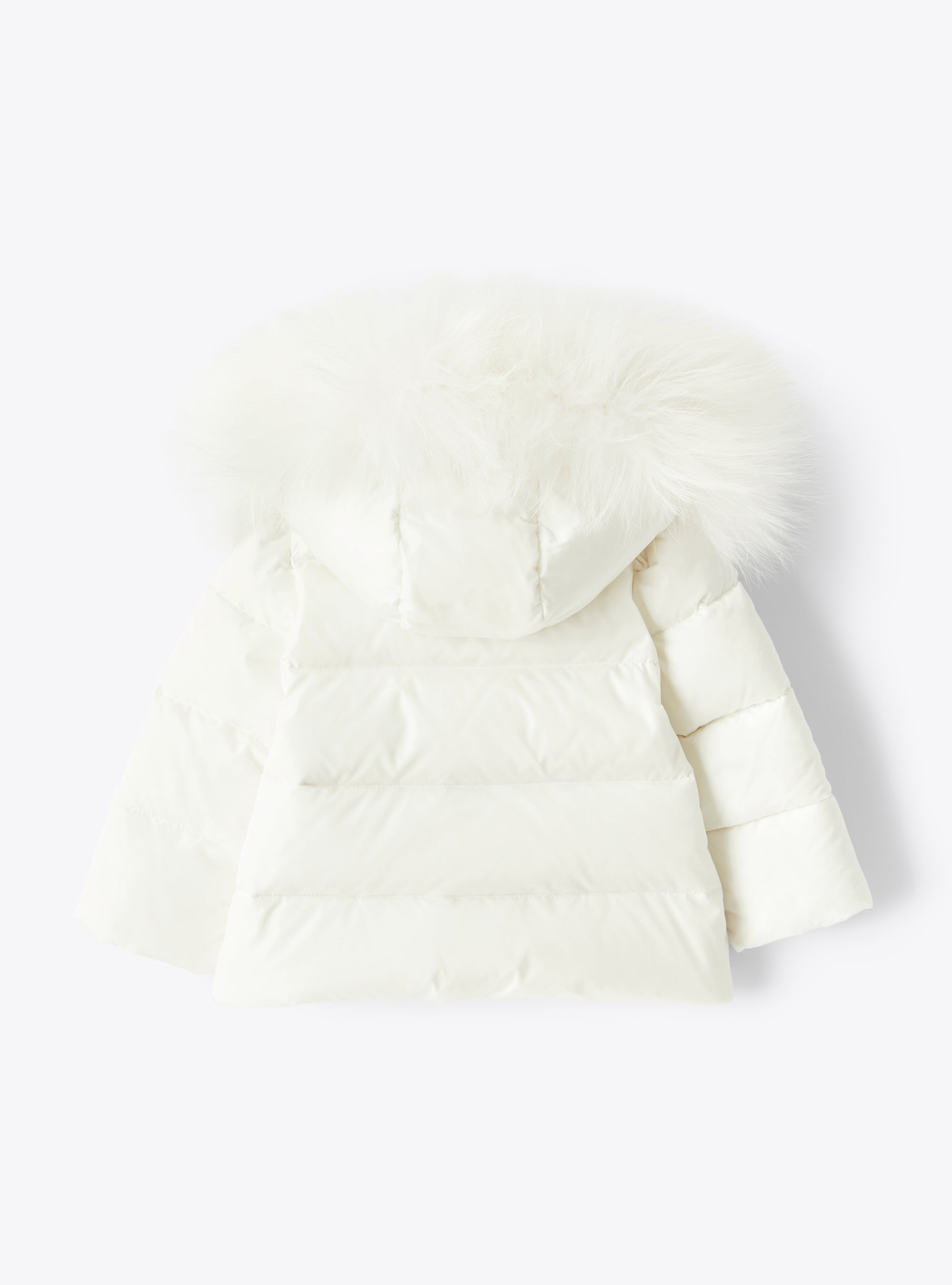 Baby girl’s down jacket with a hood - White | Il Gufo