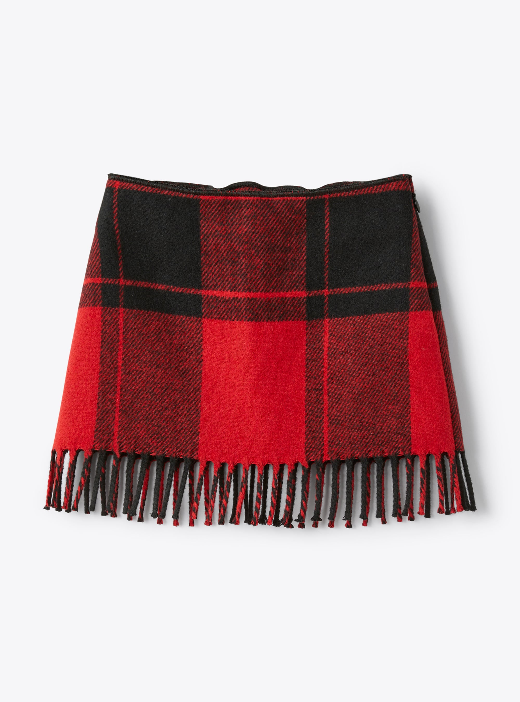 Checked wool skirt with fringed detail - Red | Il Gufo