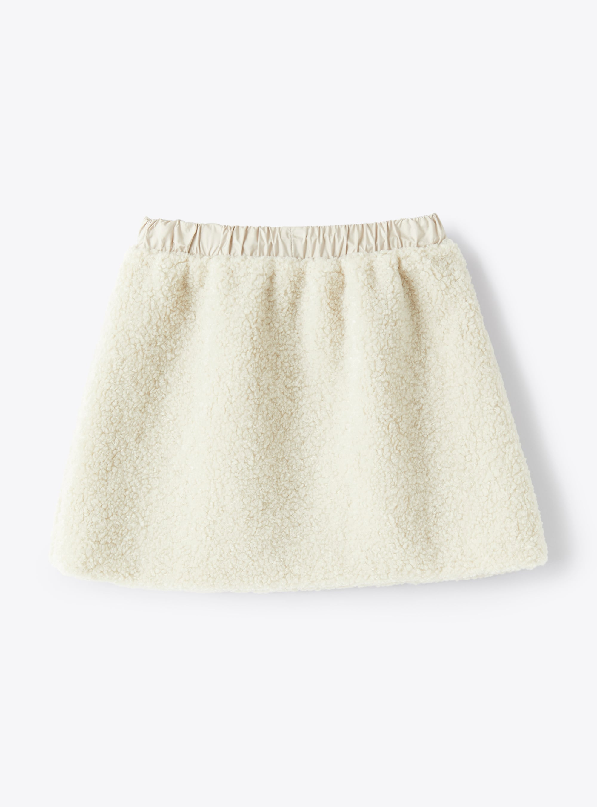 Skirt in natural-hued faux shearling - Beige | Il Gufo