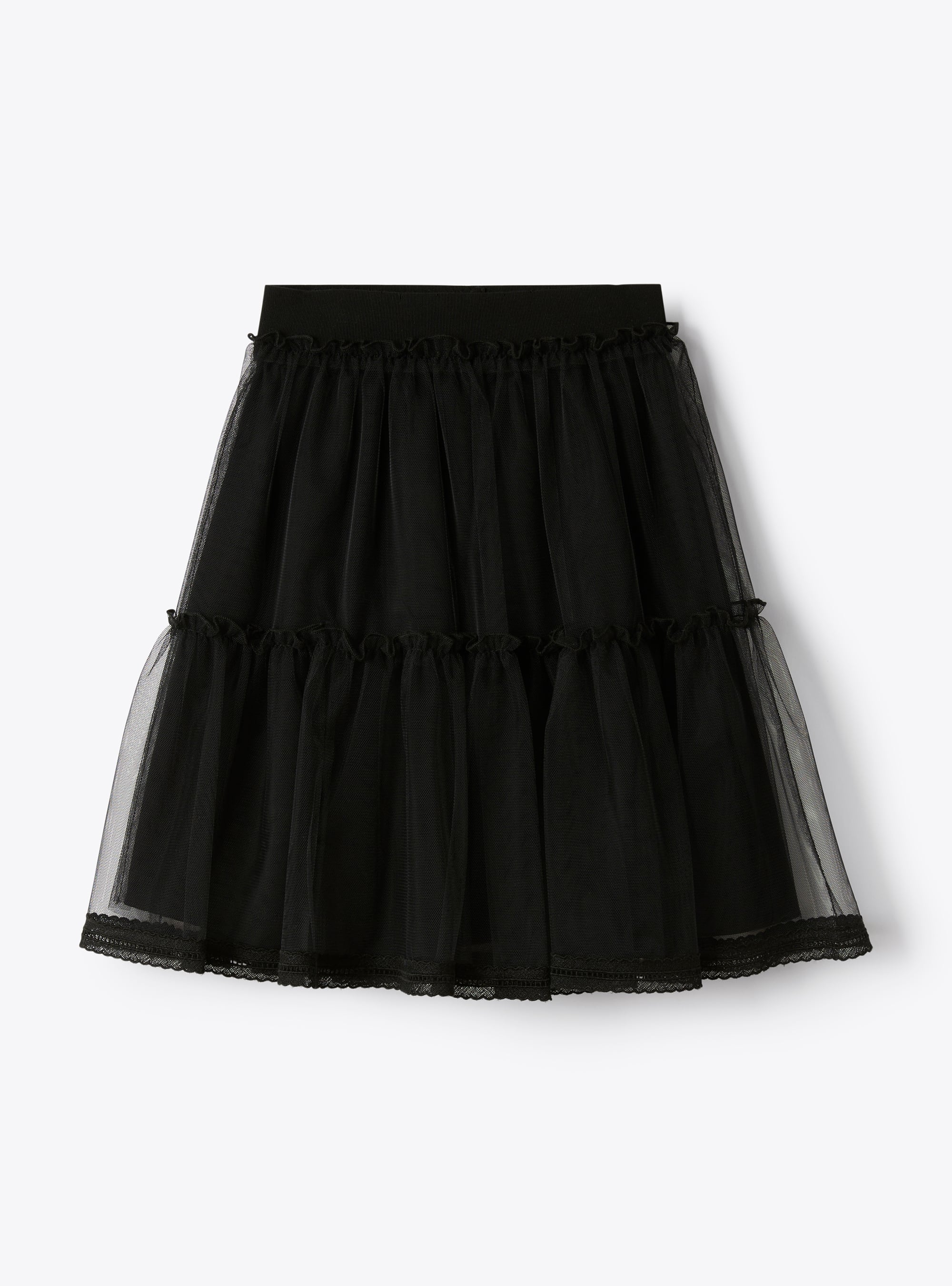 Black tulle skirt with tonal edges - Black | Il Gufo