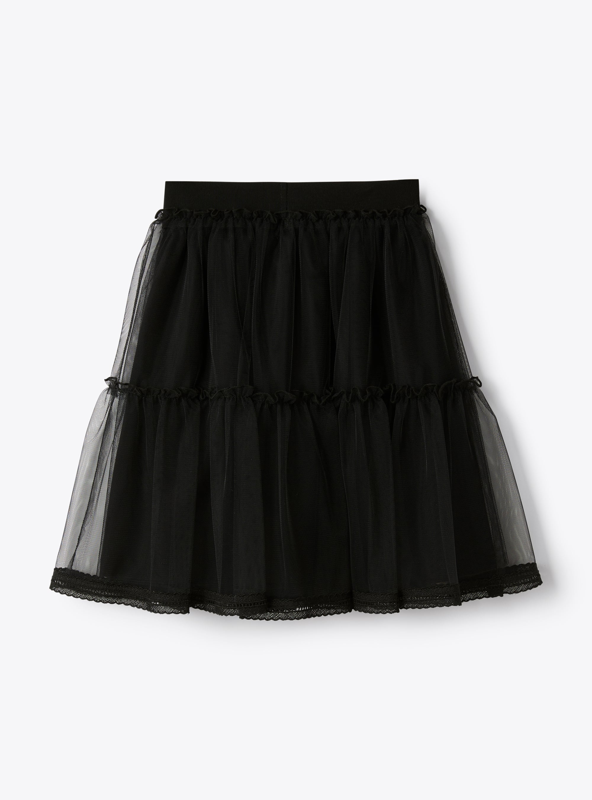 Black tulle skirt with tonal edges - Black | Il Gufo