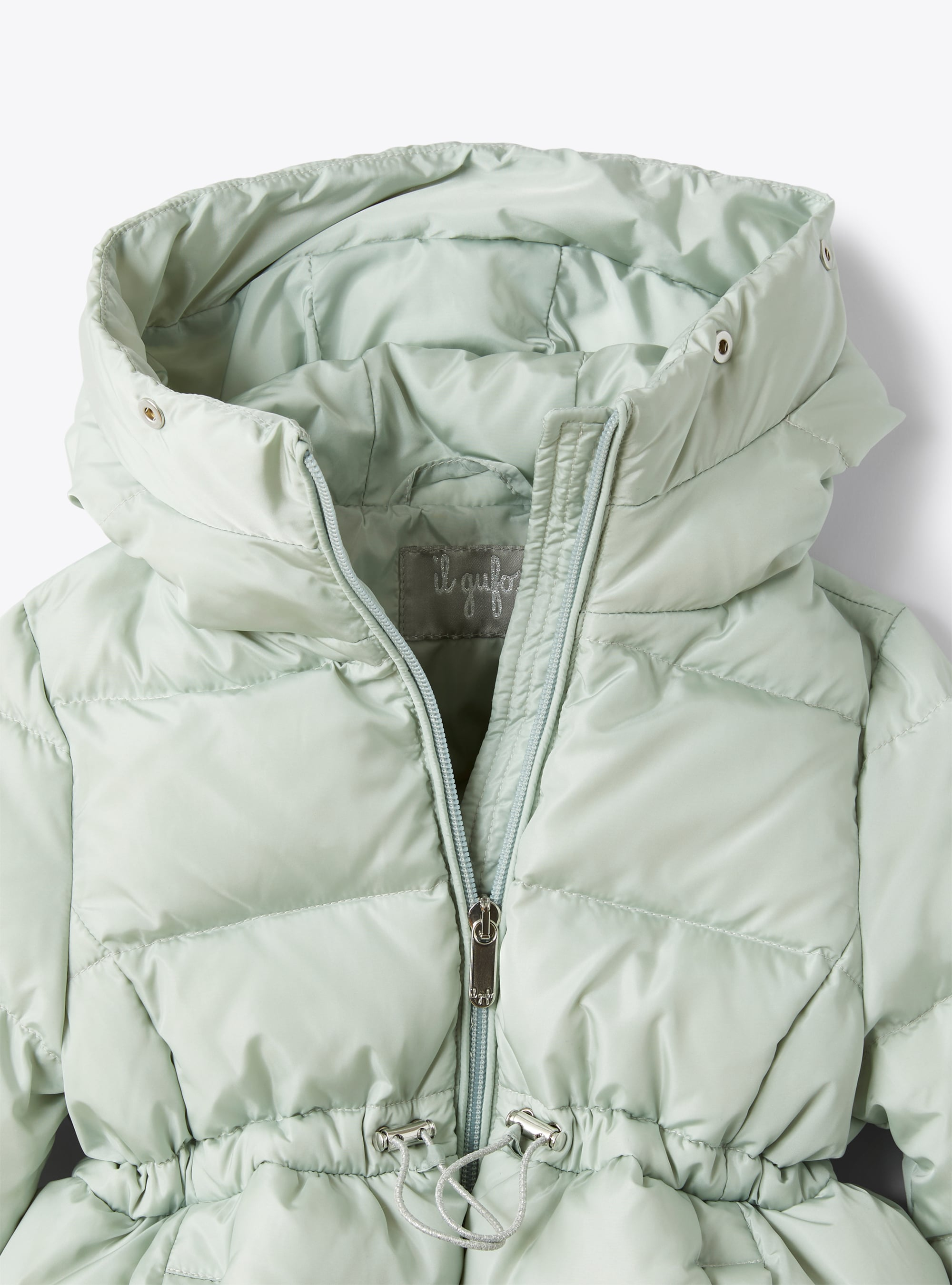 Teal green down jacket with cocoon hem - Green | Il Gufo