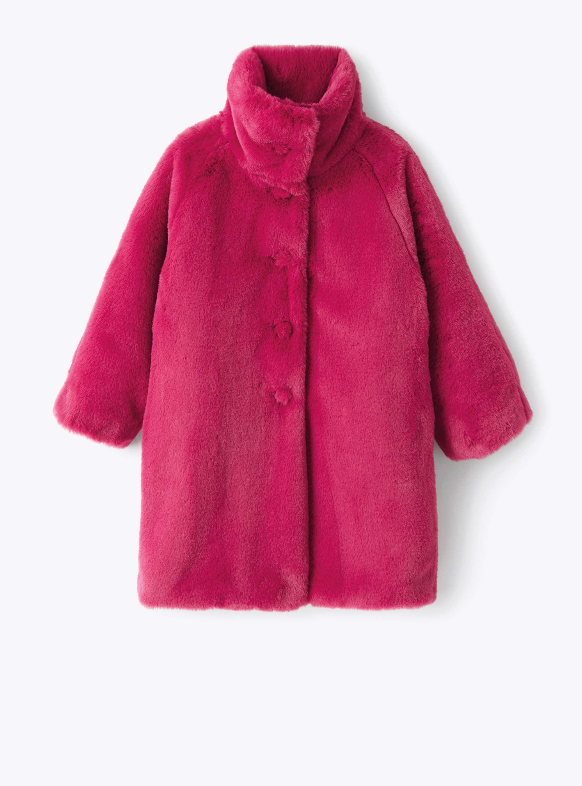 Coat in fuchsia-pink faux fur - Coats - Il Gufo