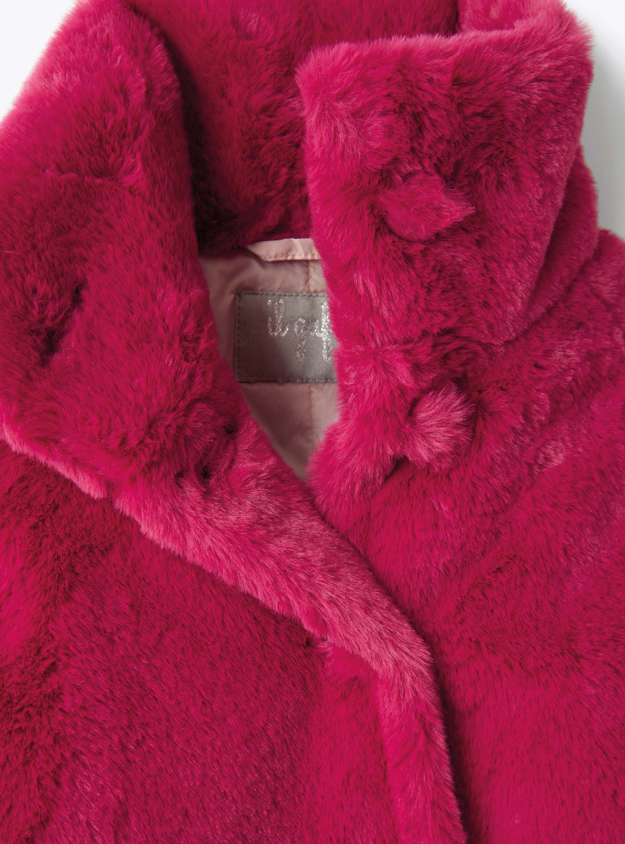 Coat in fuchsia-pink faux fur - Fuchsia | Il Gufo