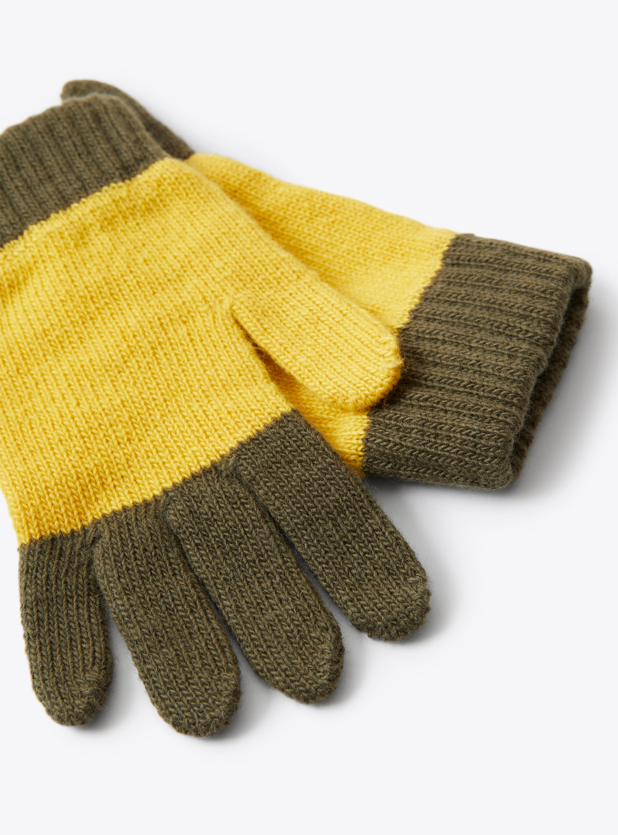 Wool gloves in a green and yellow stripe - Green | Il Gufo