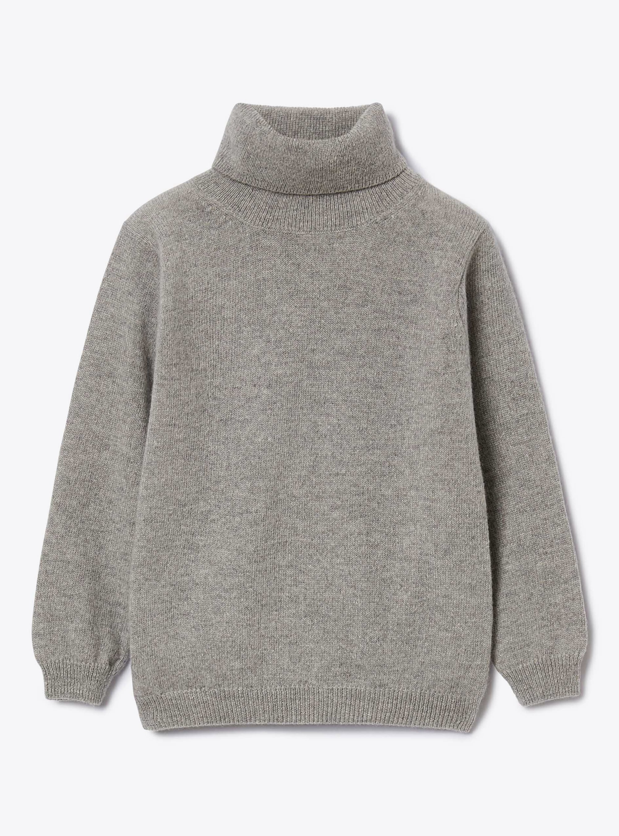Grey merino wool turtleneck sweater - Sweaters - Il Gufo