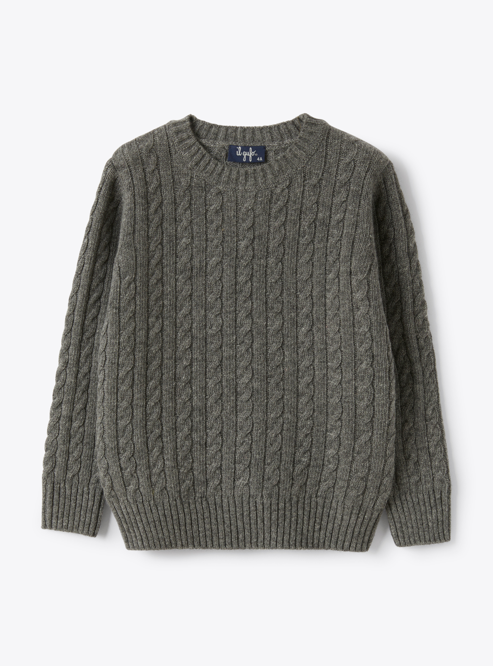 Maglione in lana grigio asfalto con trecce - Maglie - Il Gufo