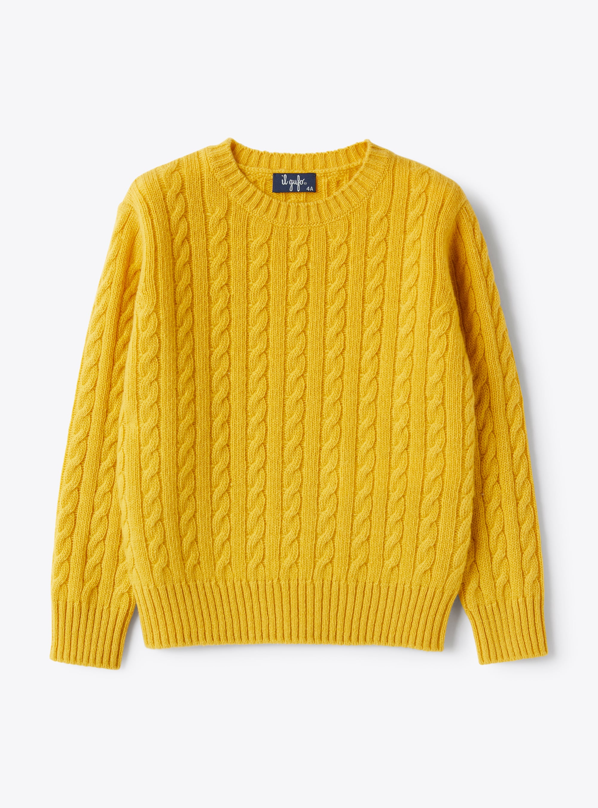 Maglione in lana giallo acero con trecce - Maglie - Il Gufo