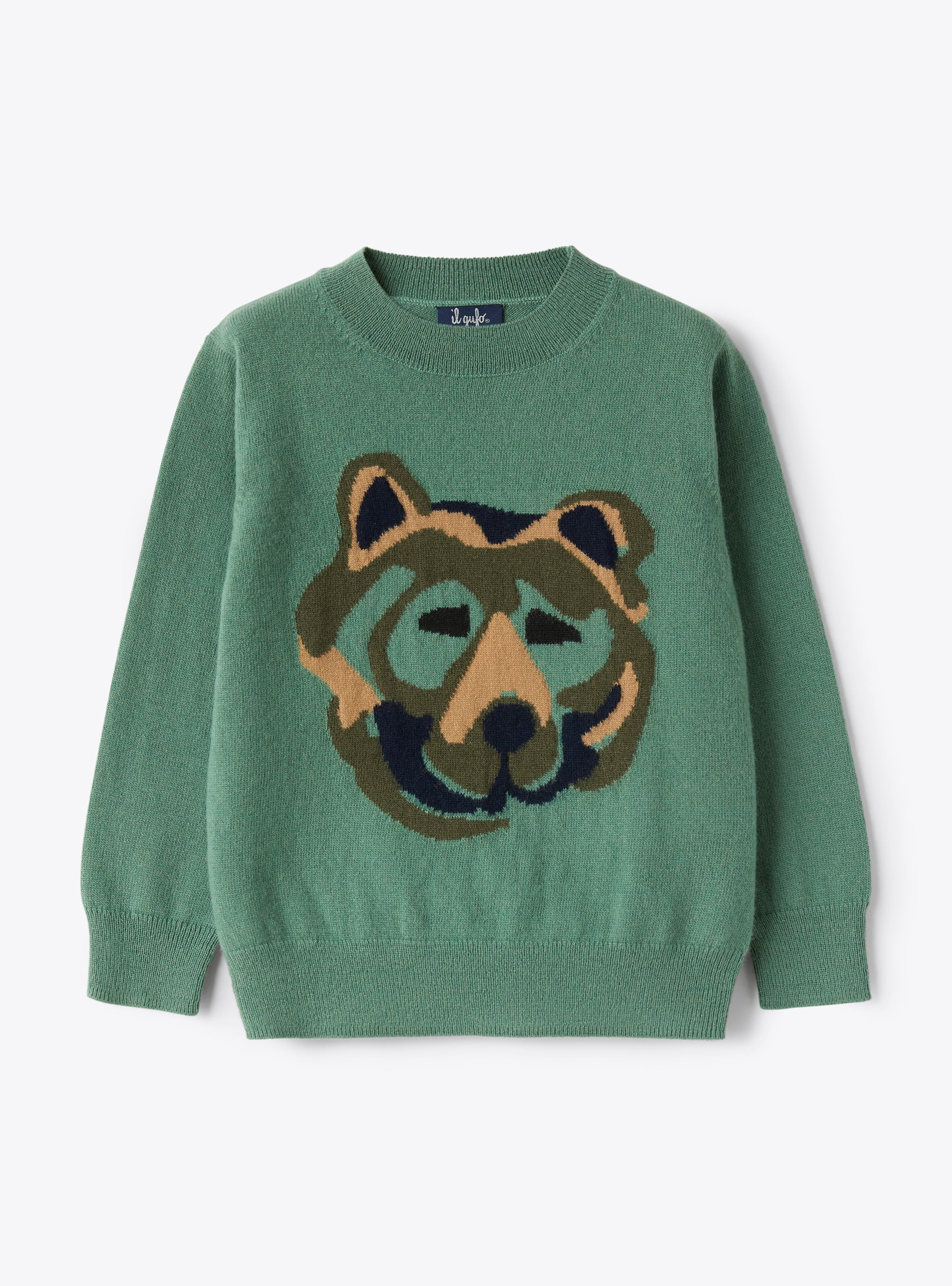 Merino sweater with bear inlay - Sweaters - Il Gufo