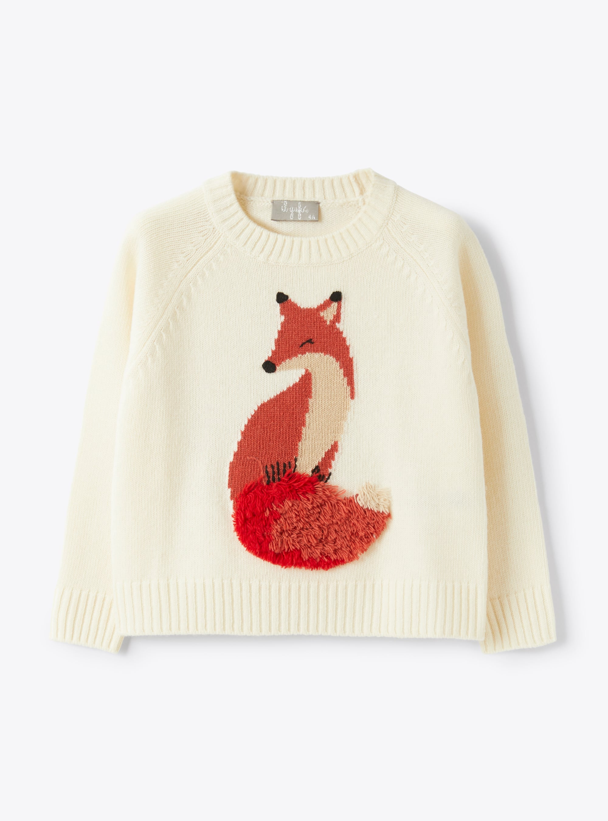 Merino sweater with embroidered fox detail - Sweaters - Il Gufo