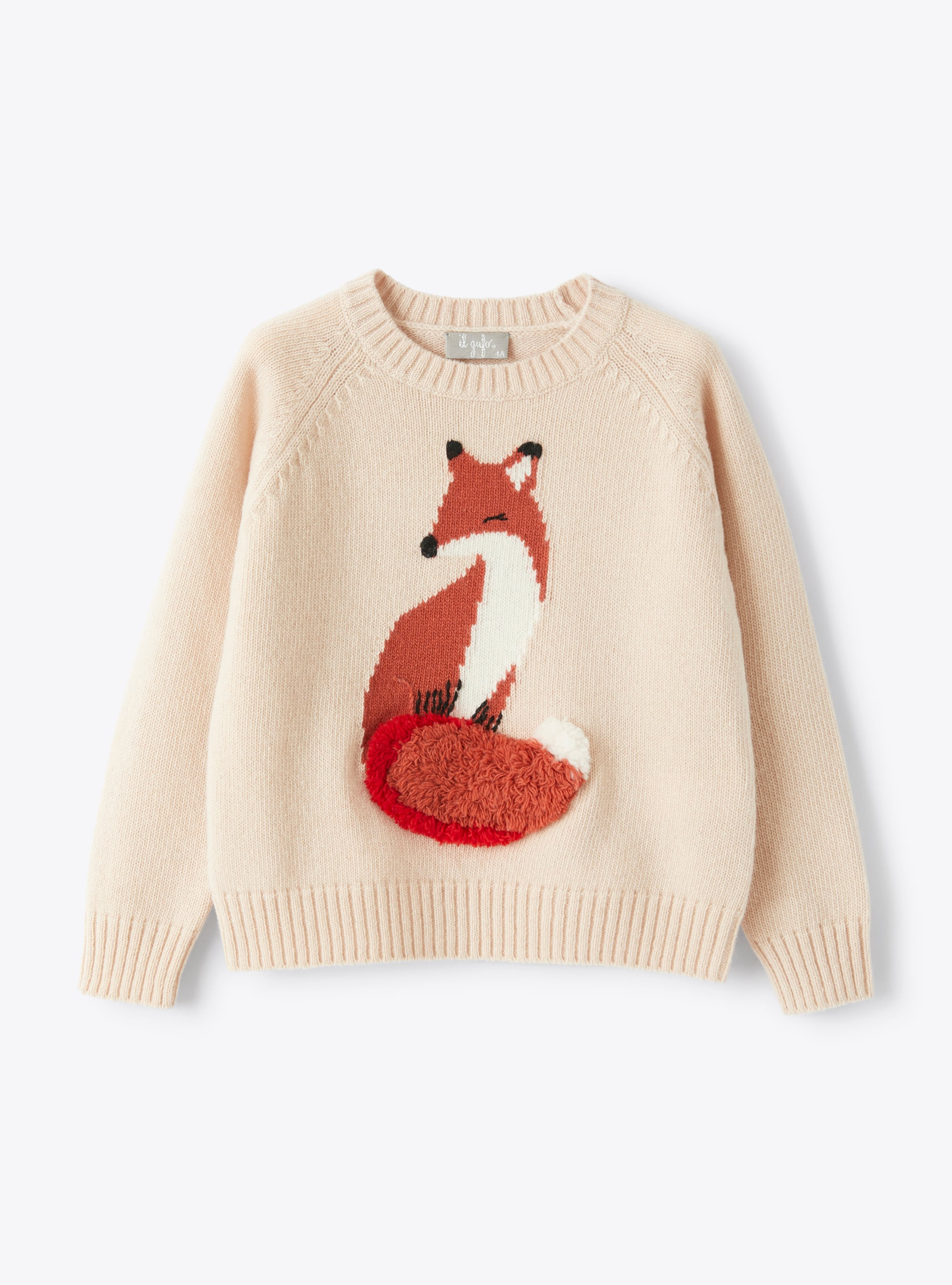 Merino sweater with embroidered fox detail - Sweaters - Il Gufo