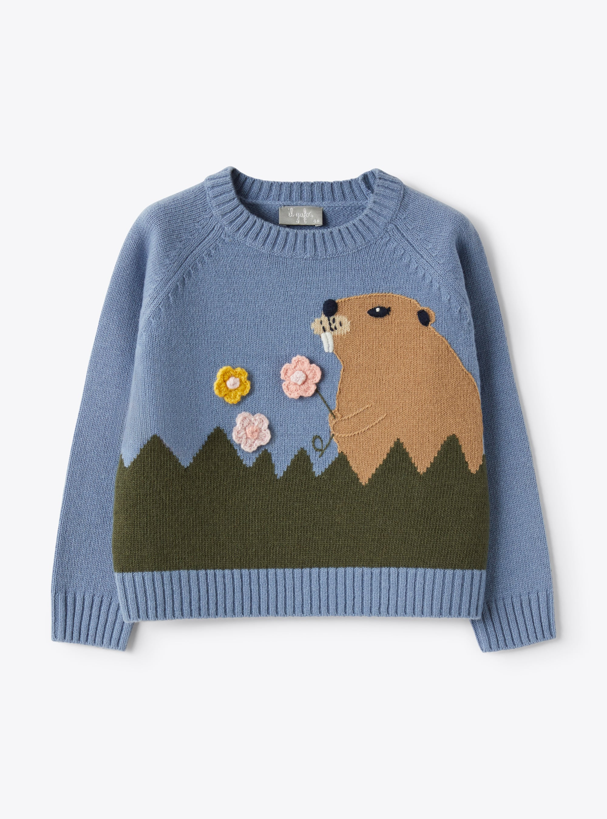 Merino sweater with beaver detail - Sweaters - Il Gufo